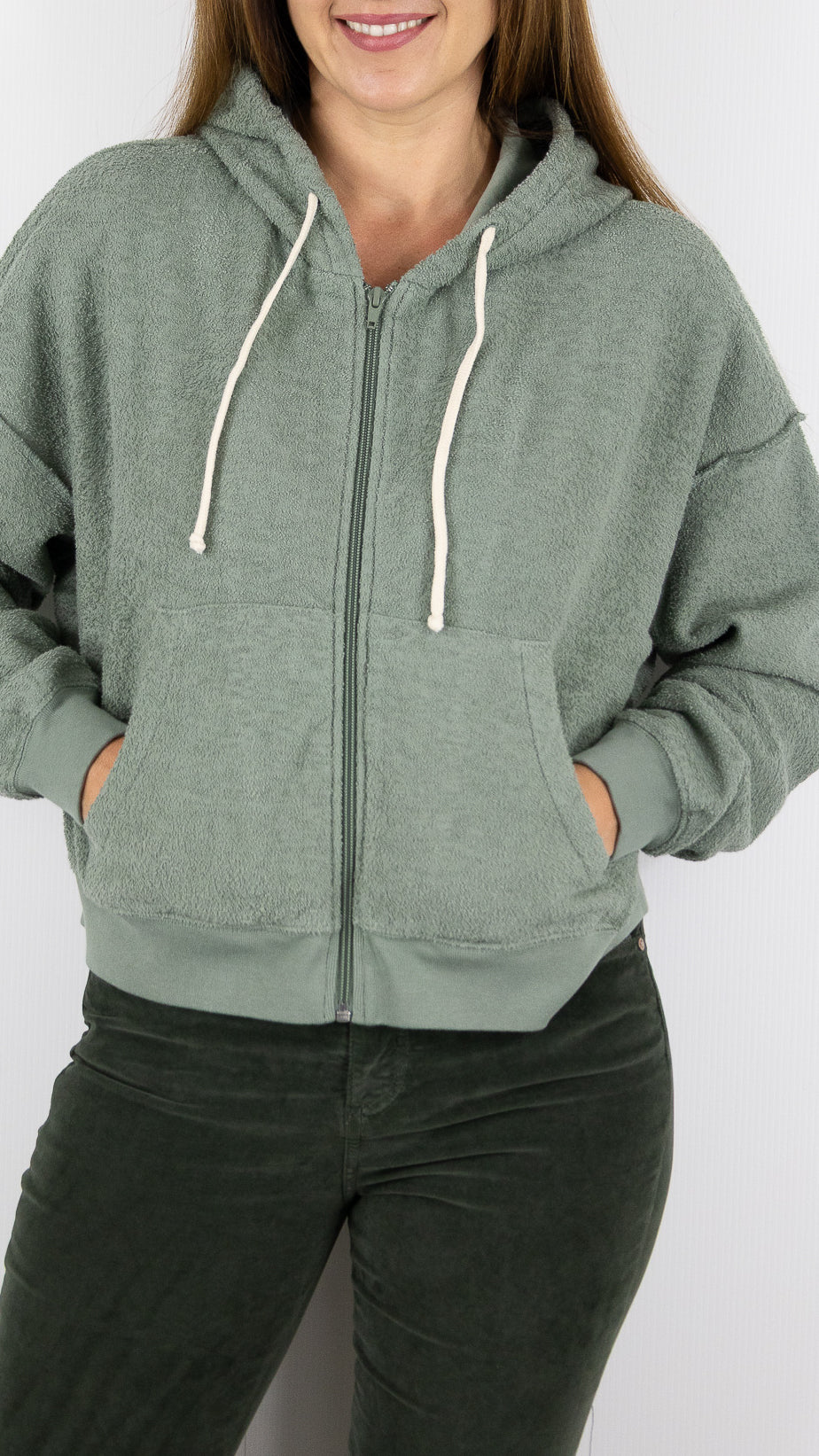 SWEAT ZIPPE BOUCLETTE AMERICAN VINTAGE BOBYPARK#COLOR_ARGILE/KAKI