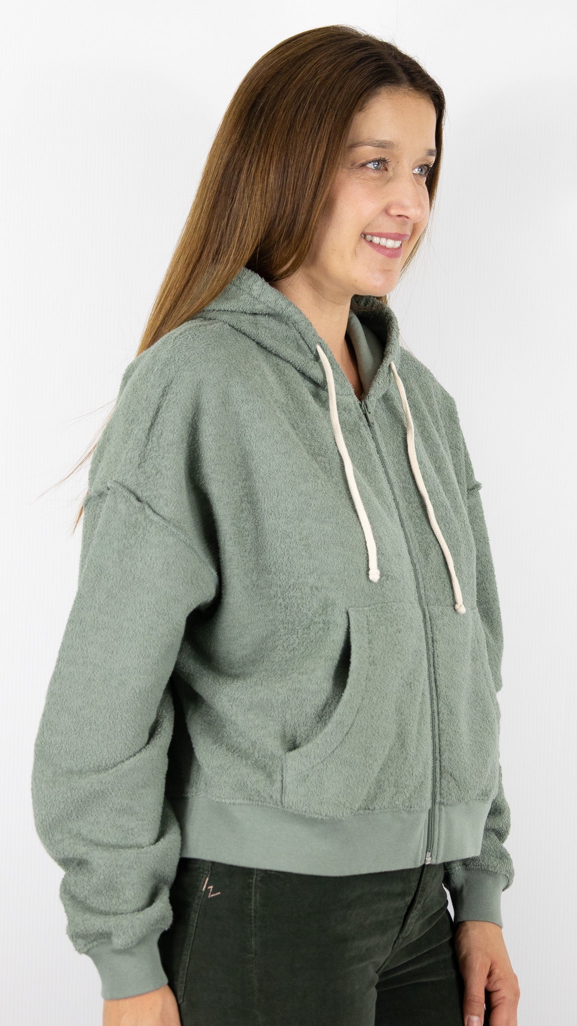 SWEAT ZIPPE BOUCLETTE AMERICAN VINTAGE BOBYPARK#COLOR_ARGILE/KAKI