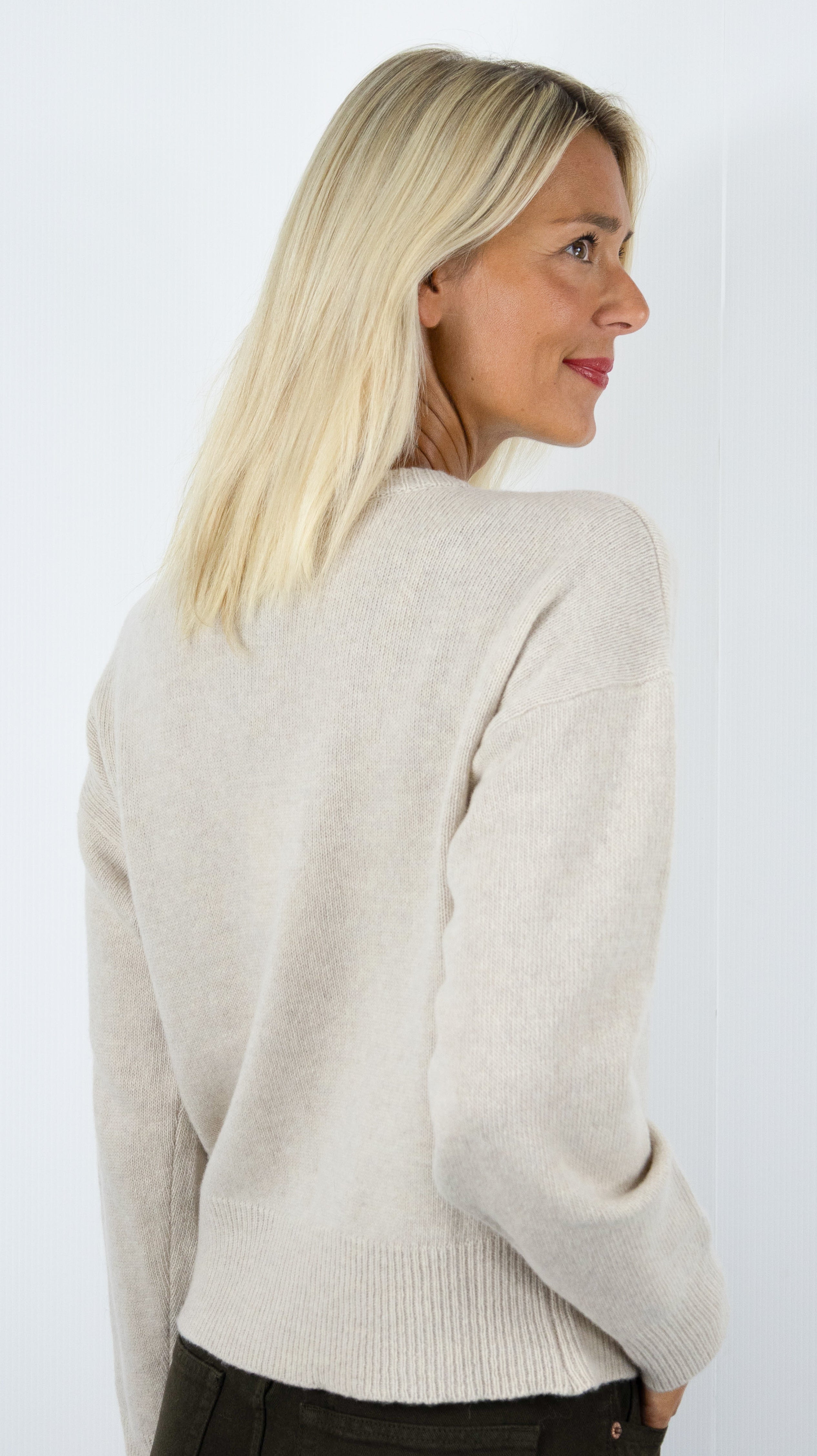CARDIGAN EN LAINE MERINOS POUR FEMME NAIS MN12309#COLOR_BEIGE