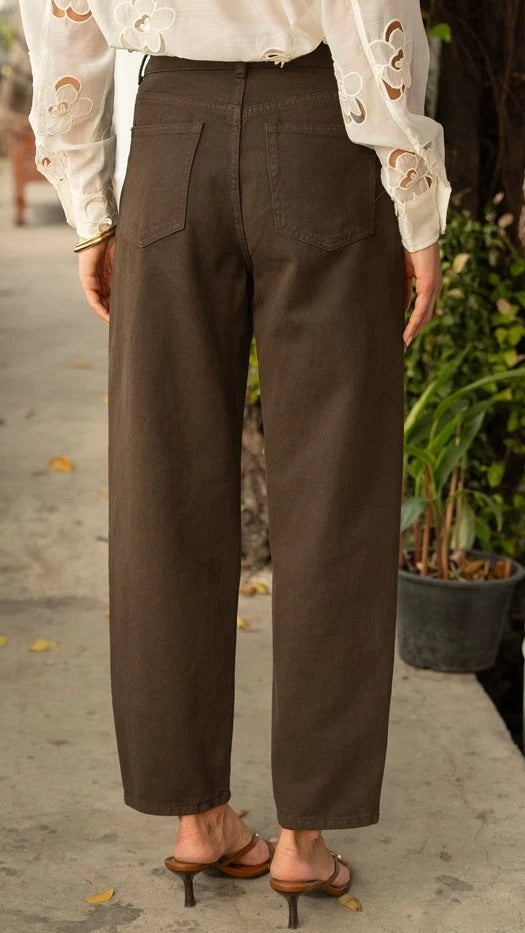 JEANS BARREL POUR FEMME ORAIJE BONY#COLOR_CHOCO