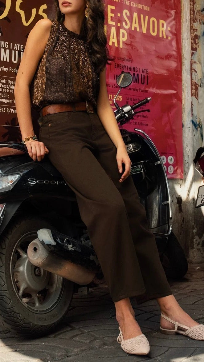 JEANS BARREL POUR FEMME ORAIJE BONY#COLOR_CHOCO