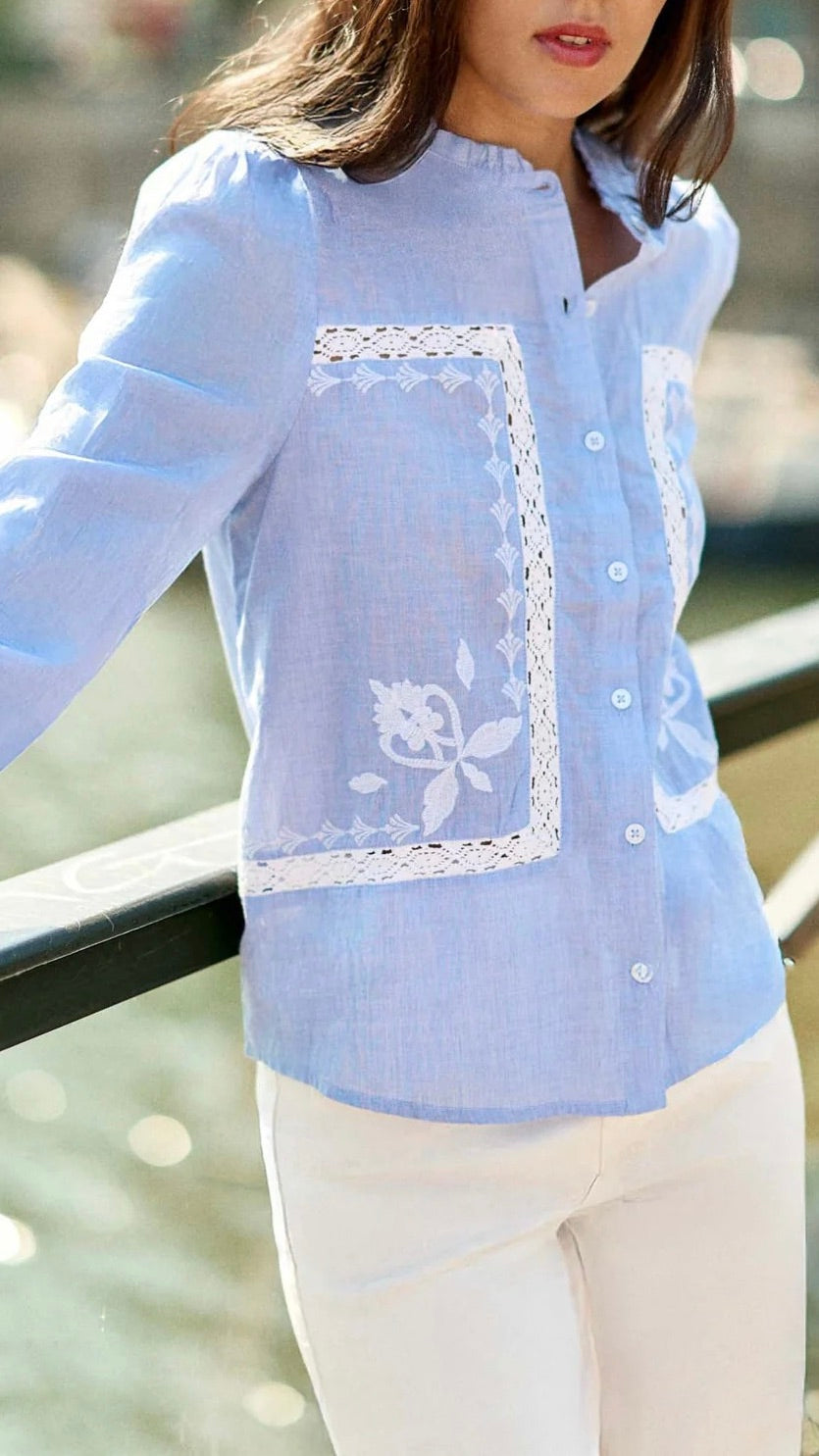 BLOUSE BRODEE CIEL 100% COTON FEMME LA PETITE ETOILE BORYS