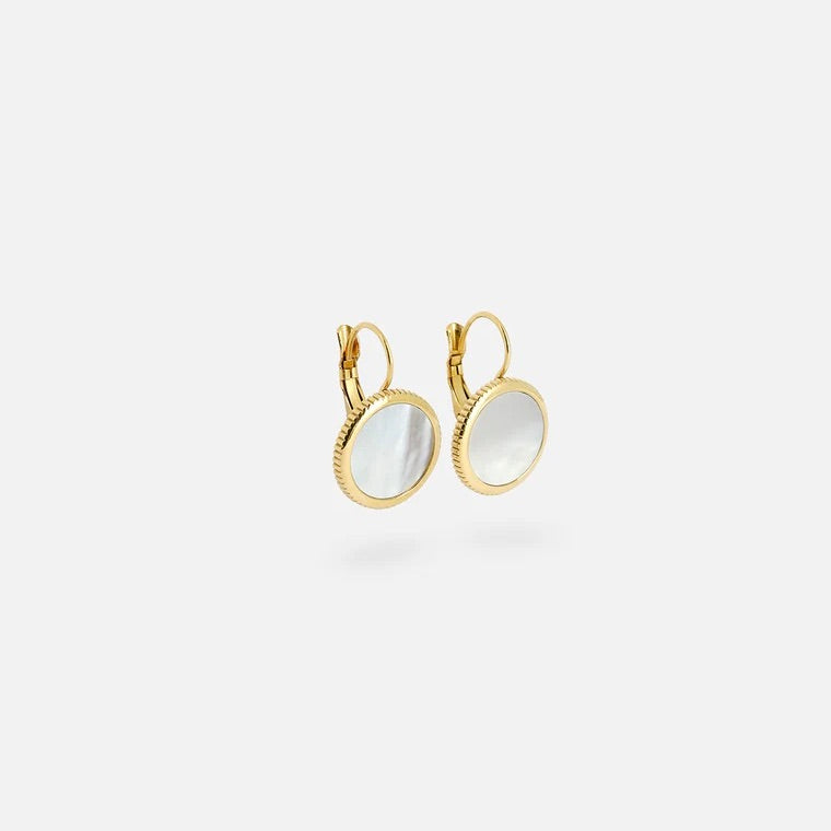 BOUCLES D'OREILLES MEDAILLE NACRE  ZAG PEARLY OR