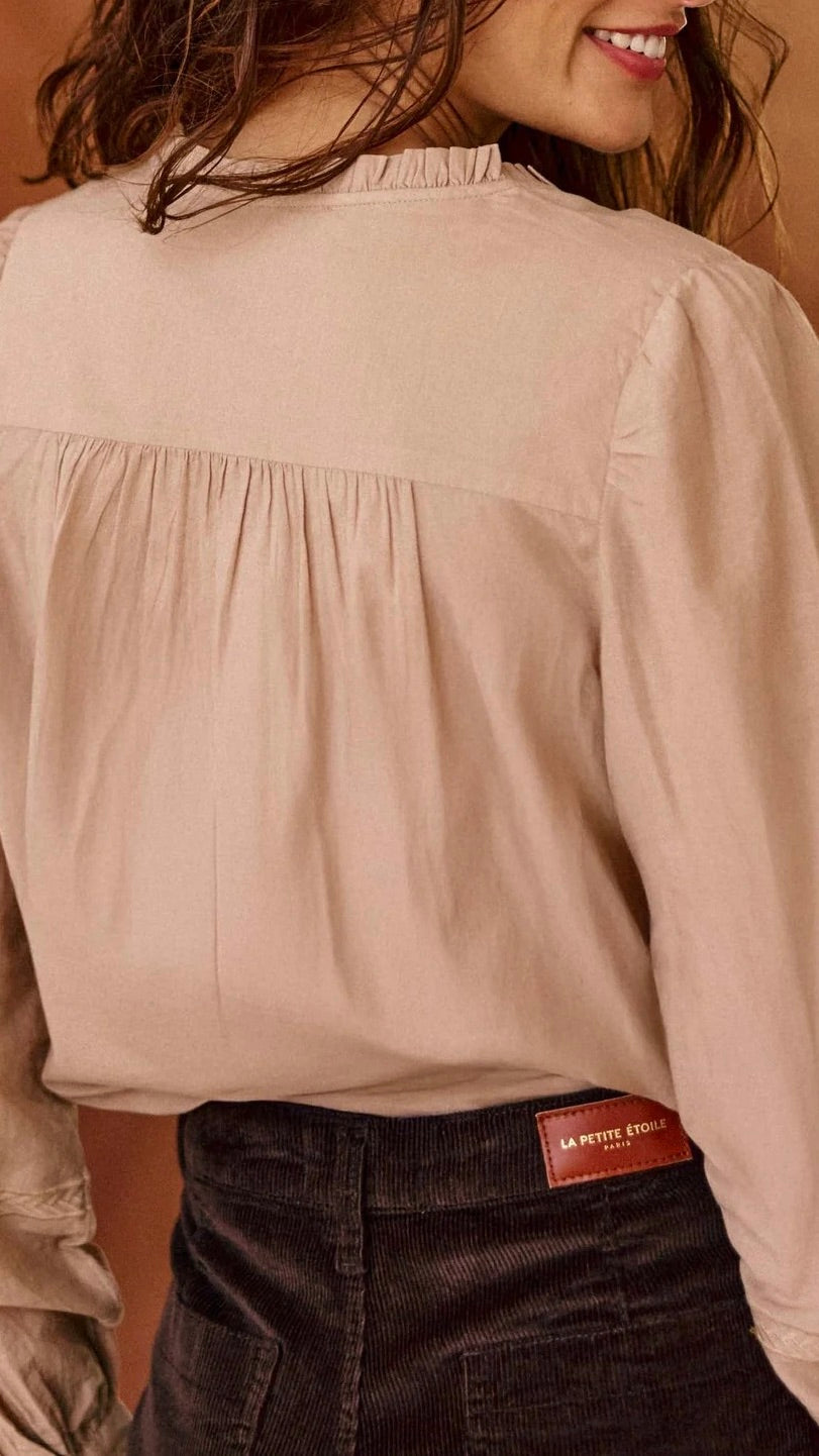 BLOUSE BRODEE EN COTON POUR FEMME LA PETITE ETOILE BOWIE#COLOR_CAMEL