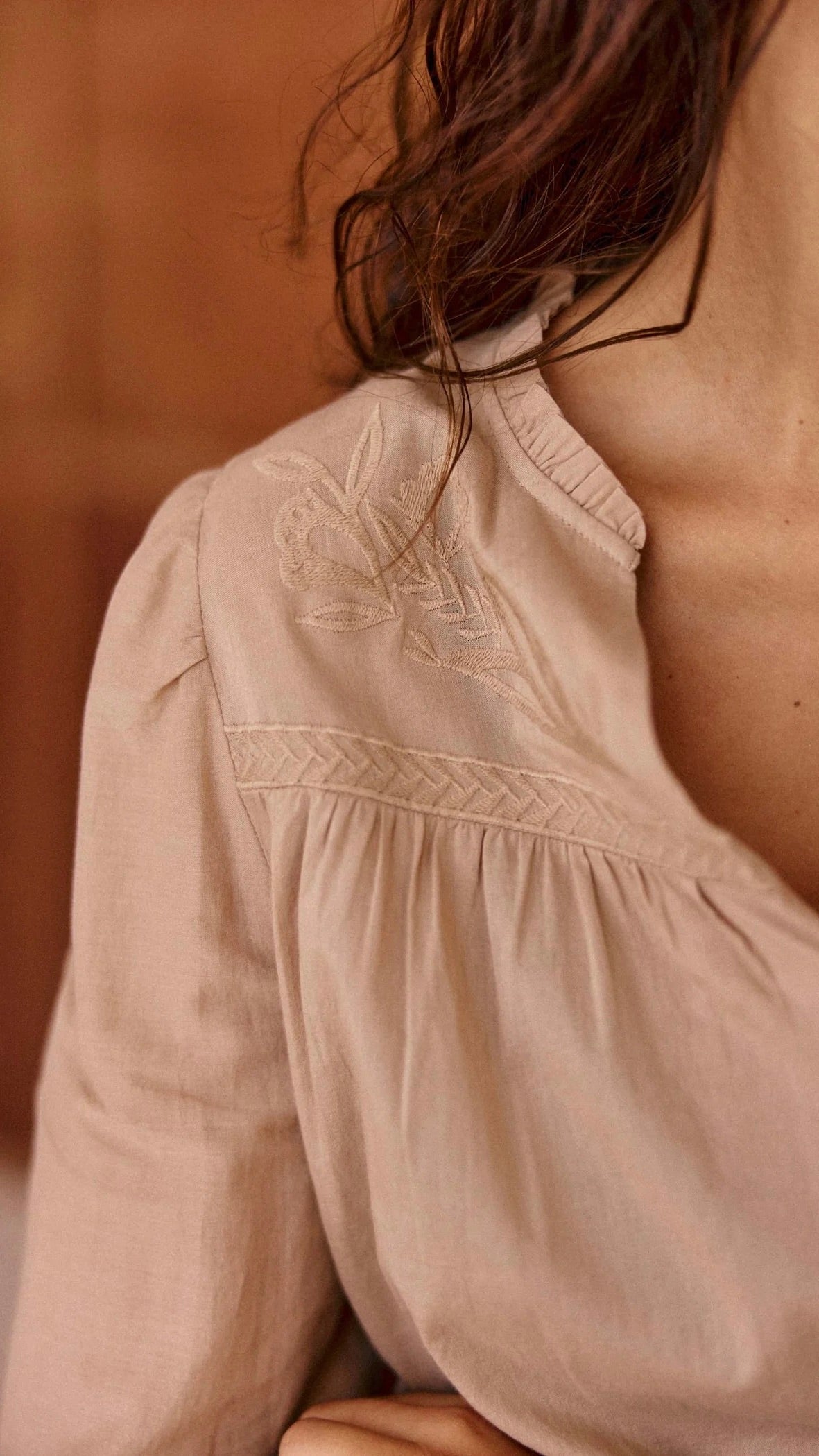 BLOUSE BRODEE EN COTON POUR FEMME LA PETITE ETOILE BOWIE#COLOR_CAMEL
