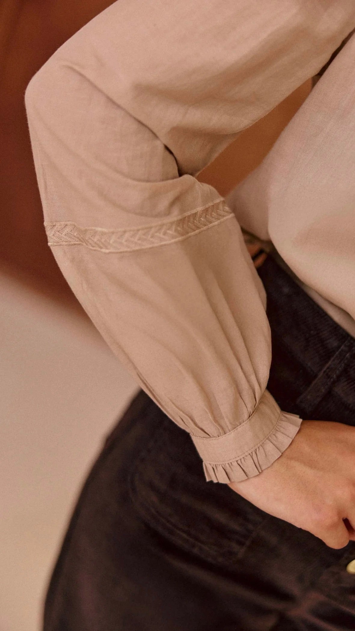 BLOUSE BRODEE EN COTON POUR FEMME LA PETITE ETOILE BOWIE#COLOR_CAMEL