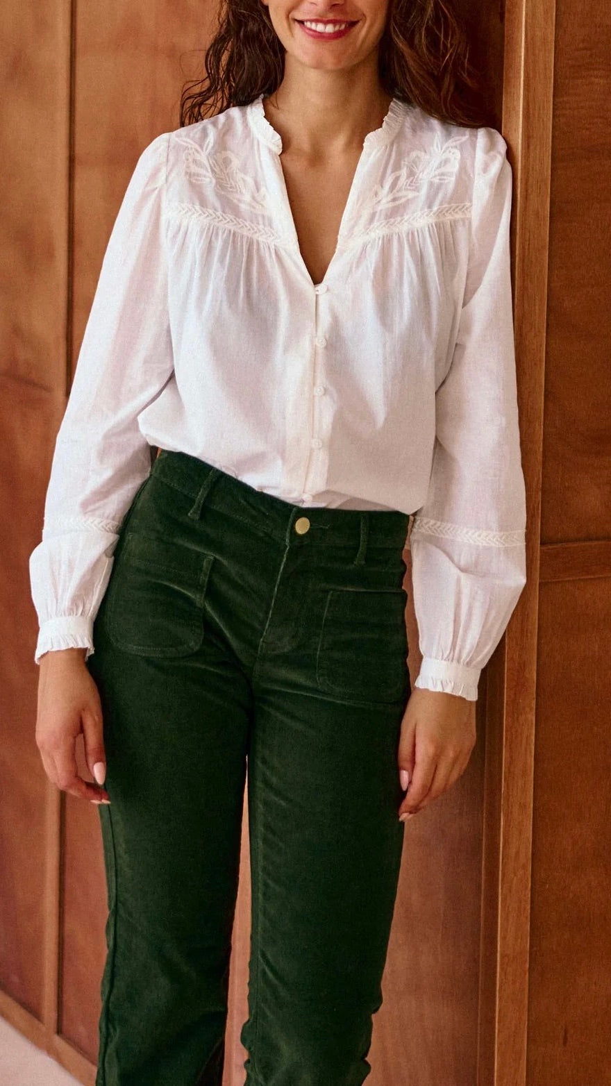 BLOUSE BRODEE EN COTON POUR FEMME LA PETITE ETOILE BOWIE#COLOR_ECRU
