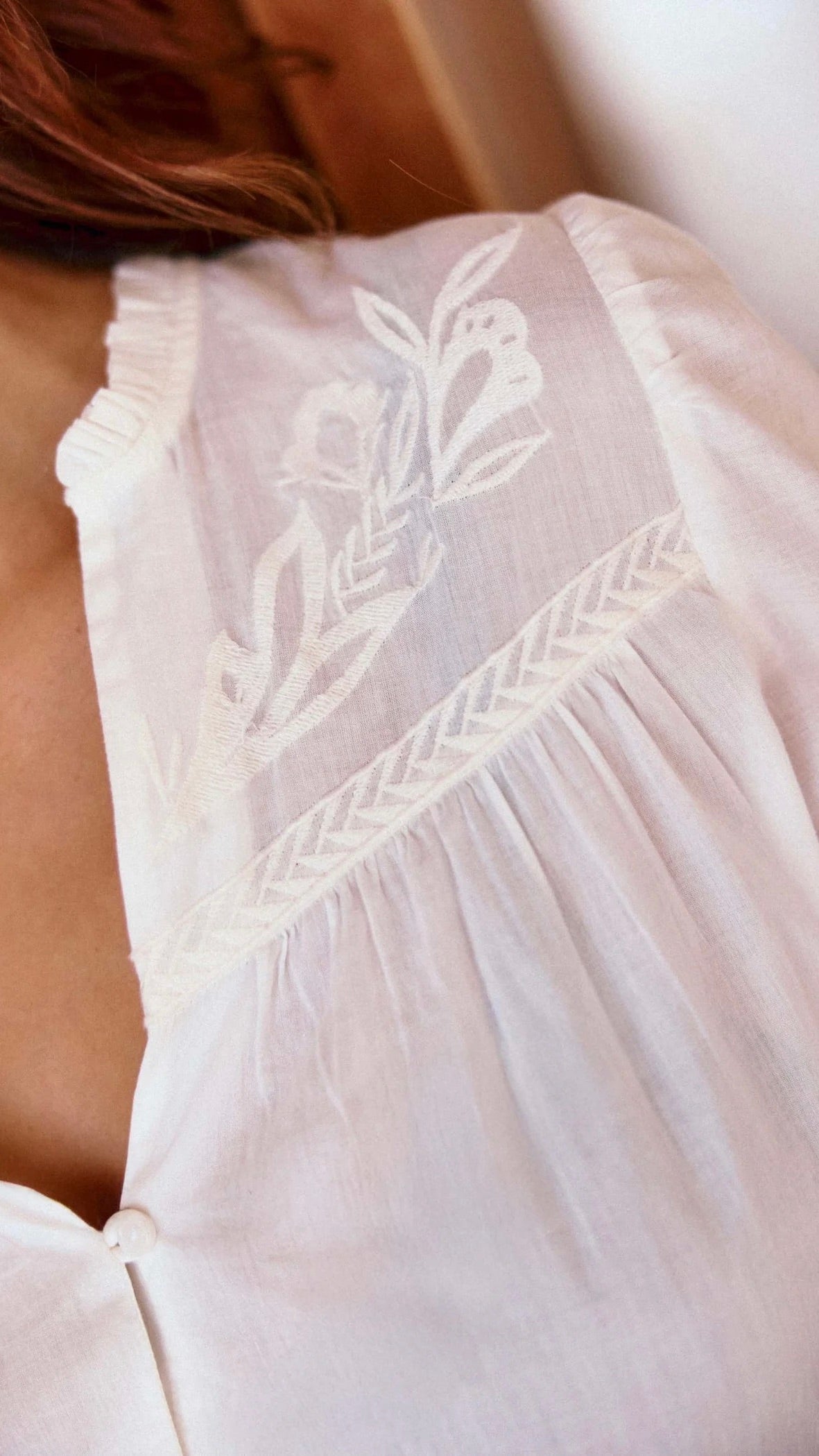 BLOUSE BRODEE EN COTON POUR FEMME LA PETITE ETOILE BOWIE#COLOR_ECRU
