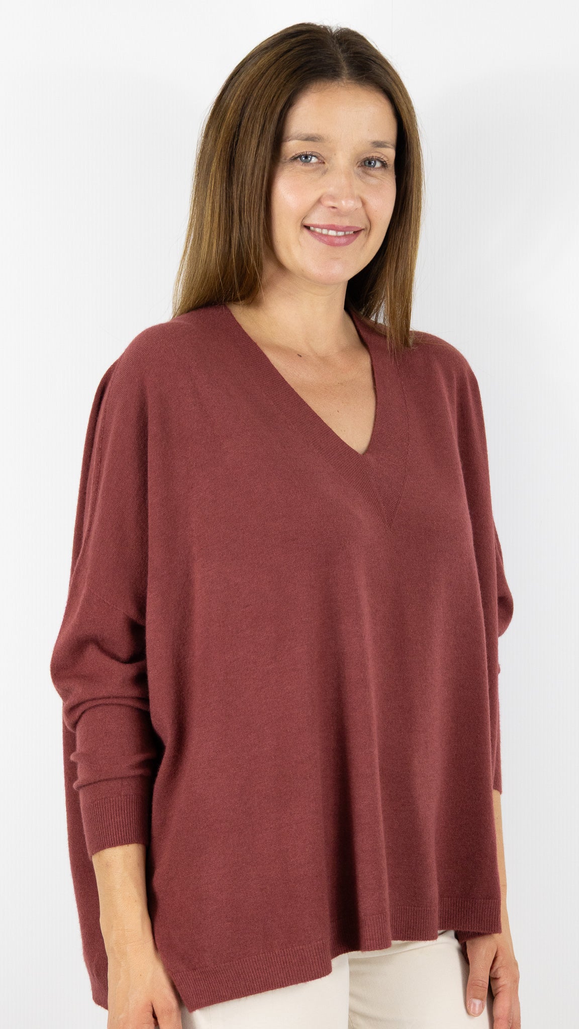 PULL OVERSIZE PONCHO COL V  ALEXANDRE LAURENT C8778#COLOR_CHILI/BRIQUE