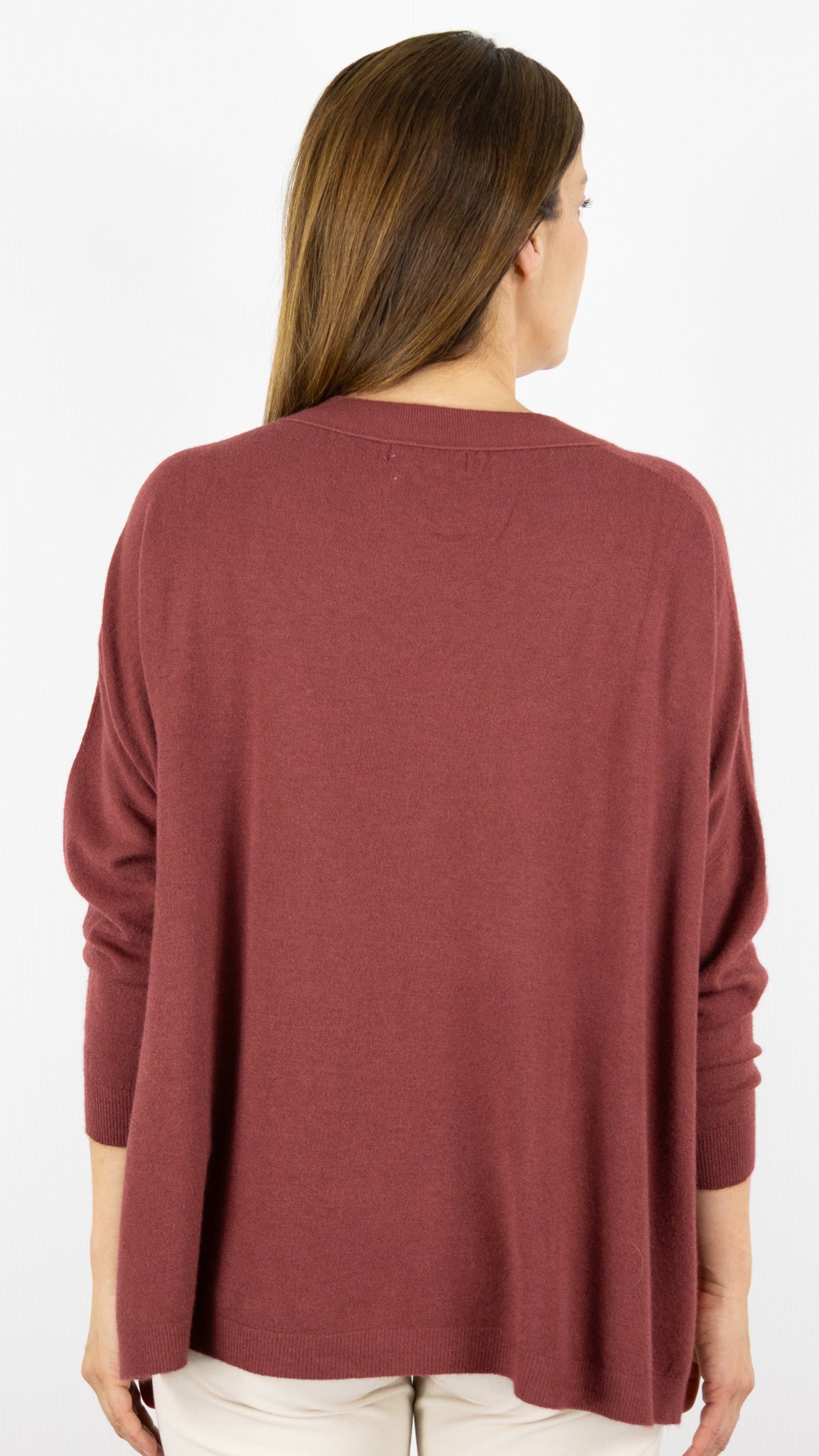 PULL OVERSIZE PONCHO COL V  ALEXANDRE LAURENT C8778#COLOR_CHILI/BRIQUE