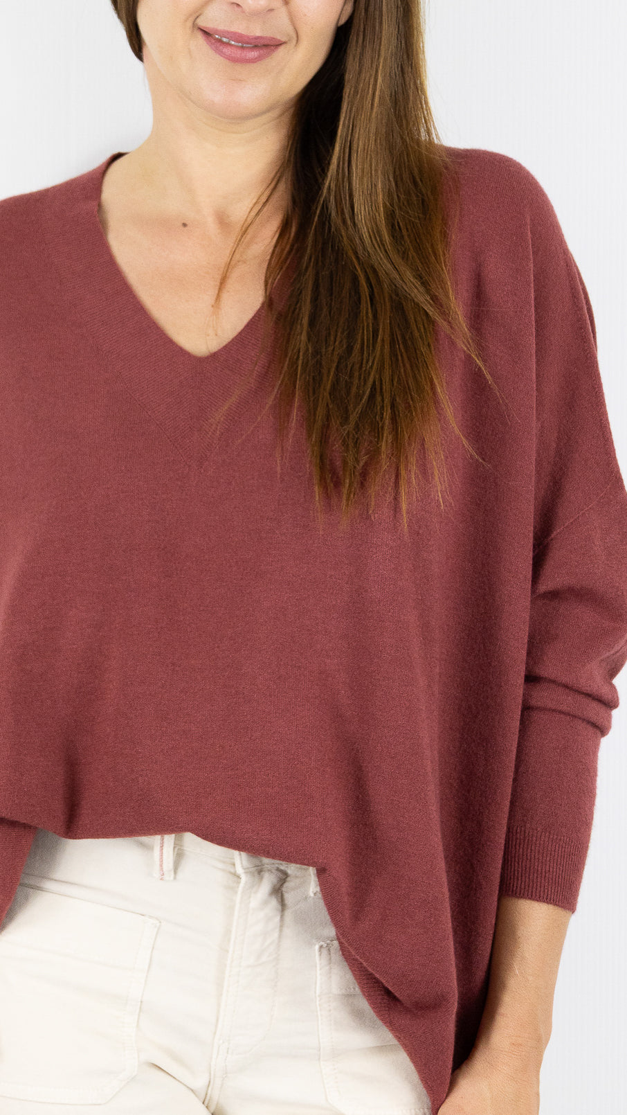 PULL OVERSIZE PONCHO COL V  ALEXANDRE LAURENT C8778#COLOR_CHILI/BRIQUE