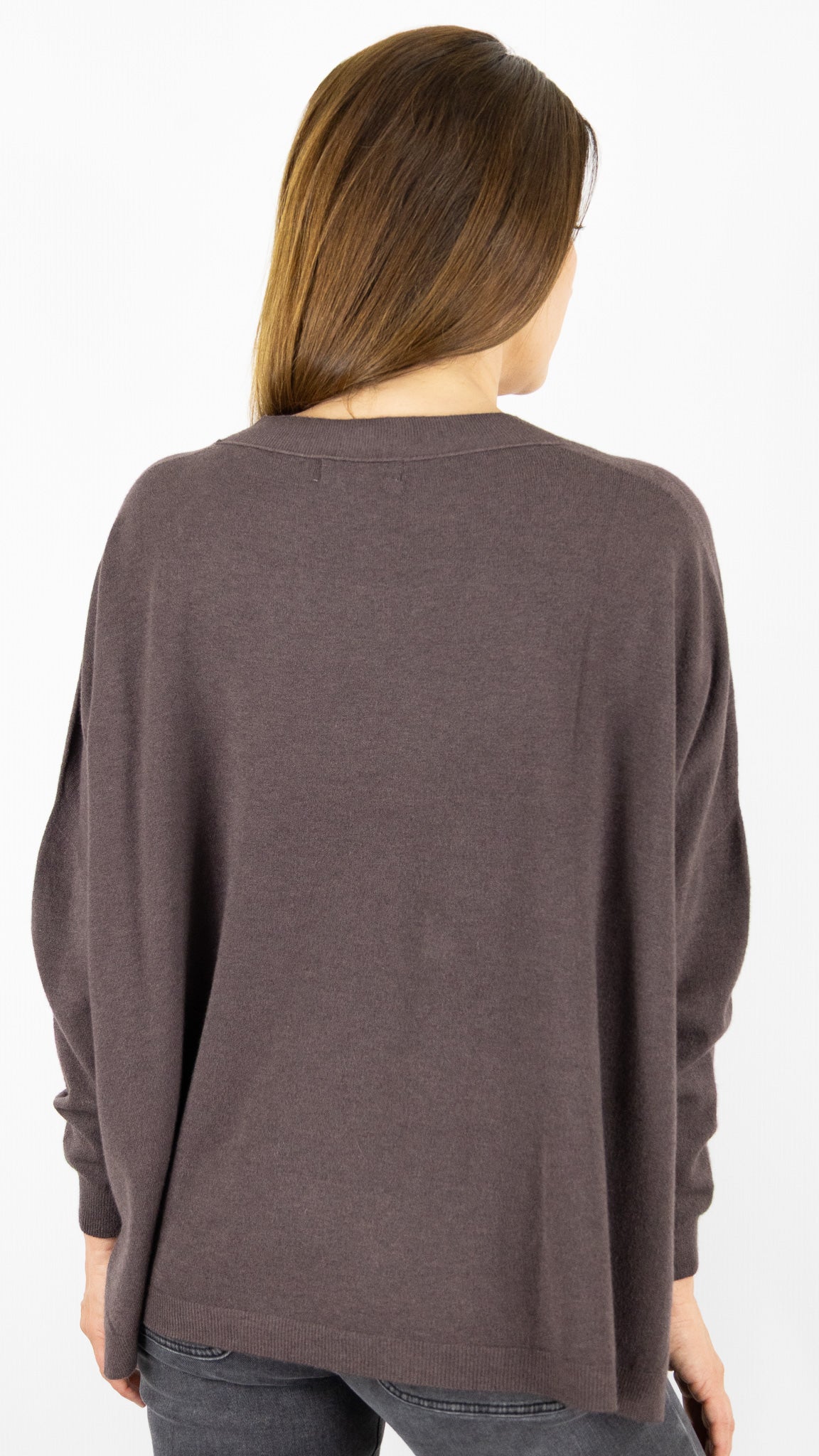 PULL OVERSIZE PONCHO COL V  ALEXANDRE LAURENT C8778#COLOR_FRENCH/CHOCO