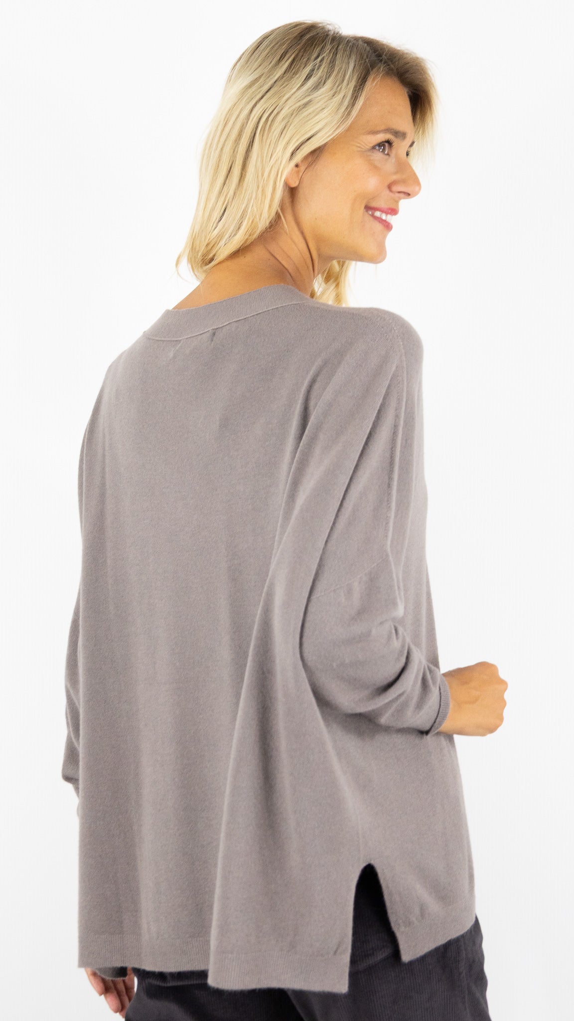PULL OVERSIZE PONCHO COL V  ALEXANDRE LAURENT C8778#COLOR_TORTORA/TAUPE