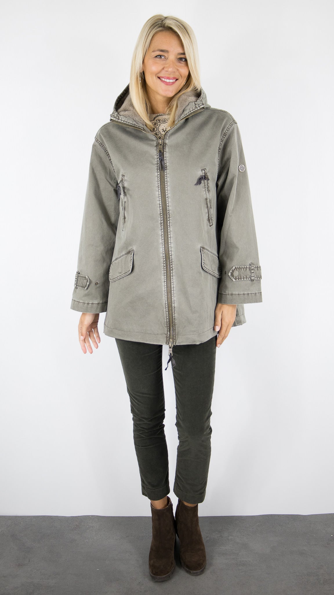 PARKA A CAPUCHE EN COTON BLONDE N°8 CAROL#COLOR_5200/DARK TAUPE