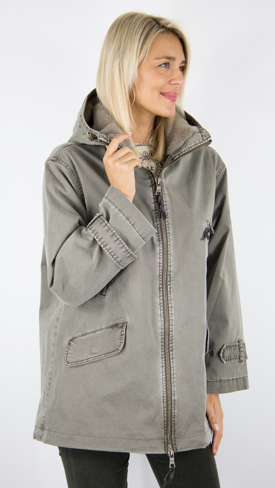 PARKA A CAPUCHE EN COTON BLONDE N°8 CAROL#COLOR_5200/DARK TAUPE
