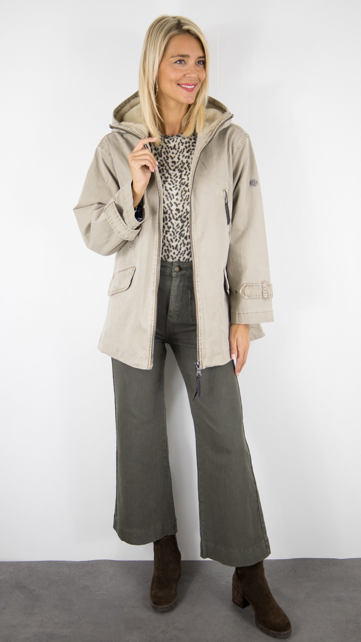 PARKA A CAPUCHE EN COTON BLONDE N°8 CAROL#COLOR_5700/LIGHT TAUPE
