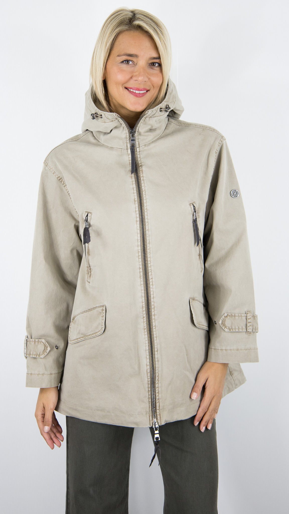 PARKA A CAPUCHE EN COTON BLONDE N°8 CAROL#COLOR_5700/LIGHT TAUPE