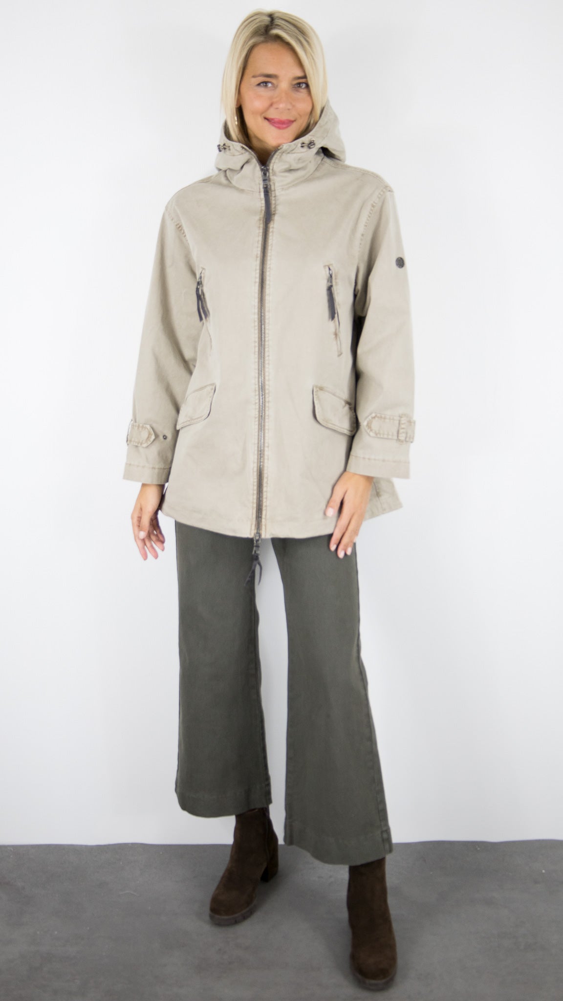 PARKA A CAPUCHE EN COTON BLONDE N°8 CAROL#COLOR_5700/LIGHT TAUPE