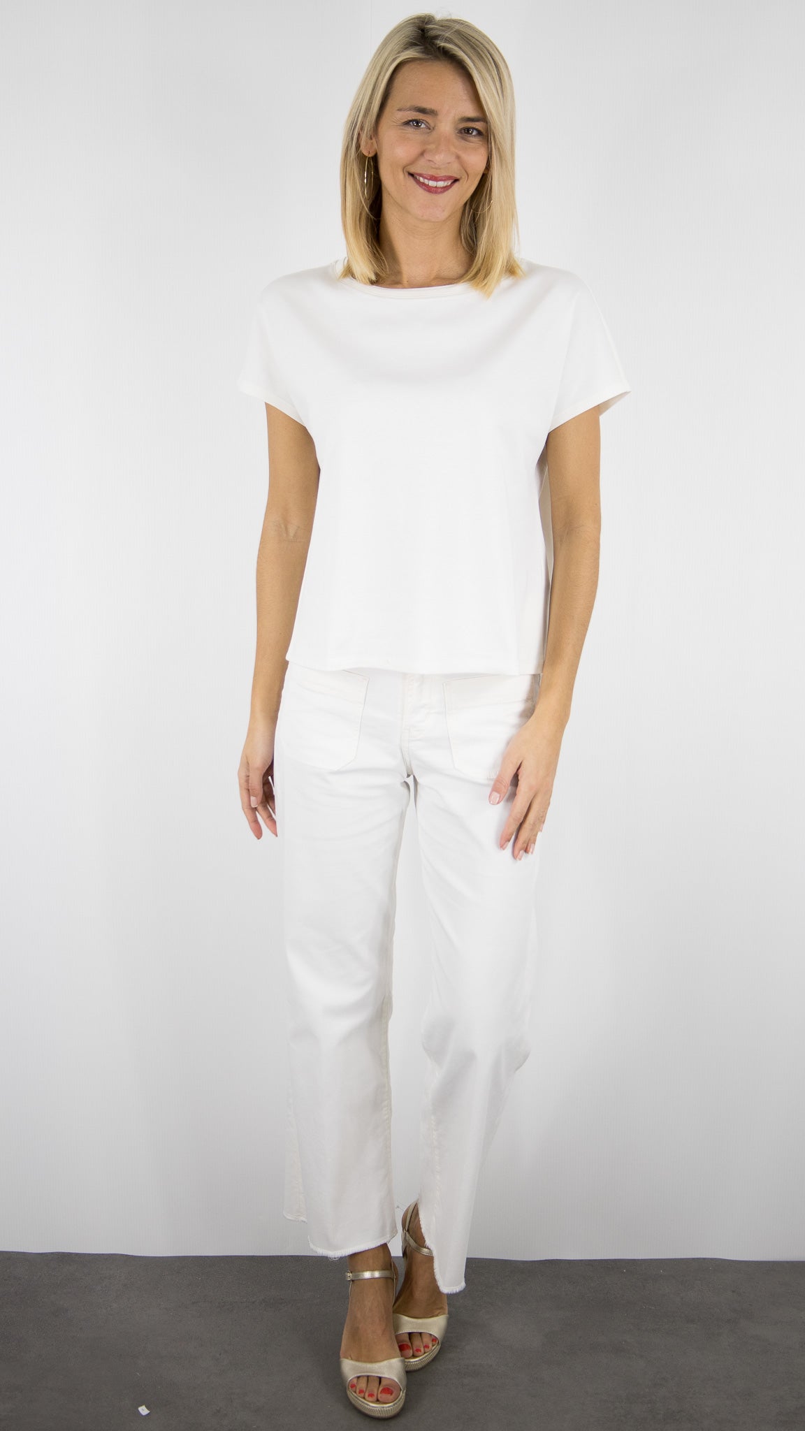 TEE-SHIRT EN COTON COL BATEAU ECRU POUR FEMME BRAX 90-0026 CATHY S