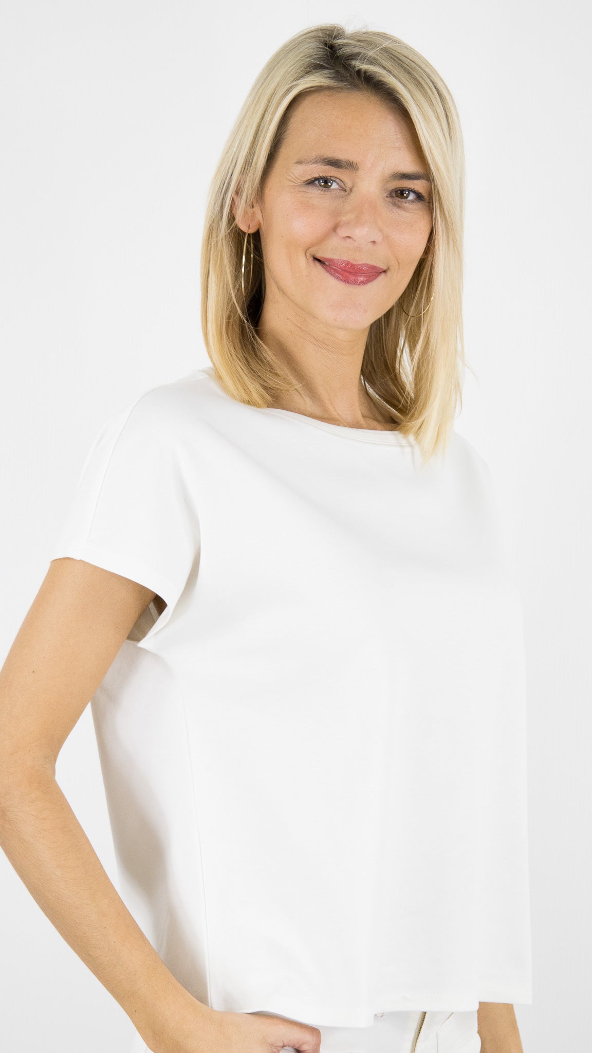 TEE-SHIRT EN COTON COL BATEAU ECRU POUR FEMME BRAX 90-0026 CATHY S