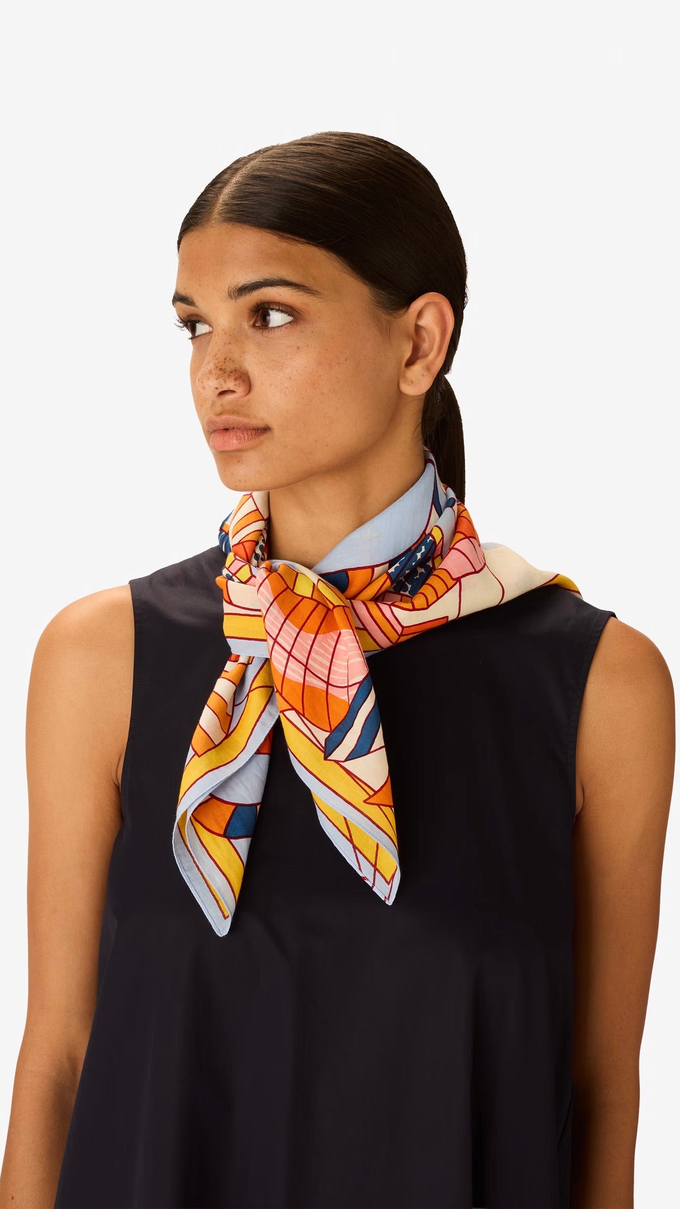 ECHARPE CARRE EN SOIE INOUI EDITIONS CERFS VOLANTS #COLOR_ORANGE
