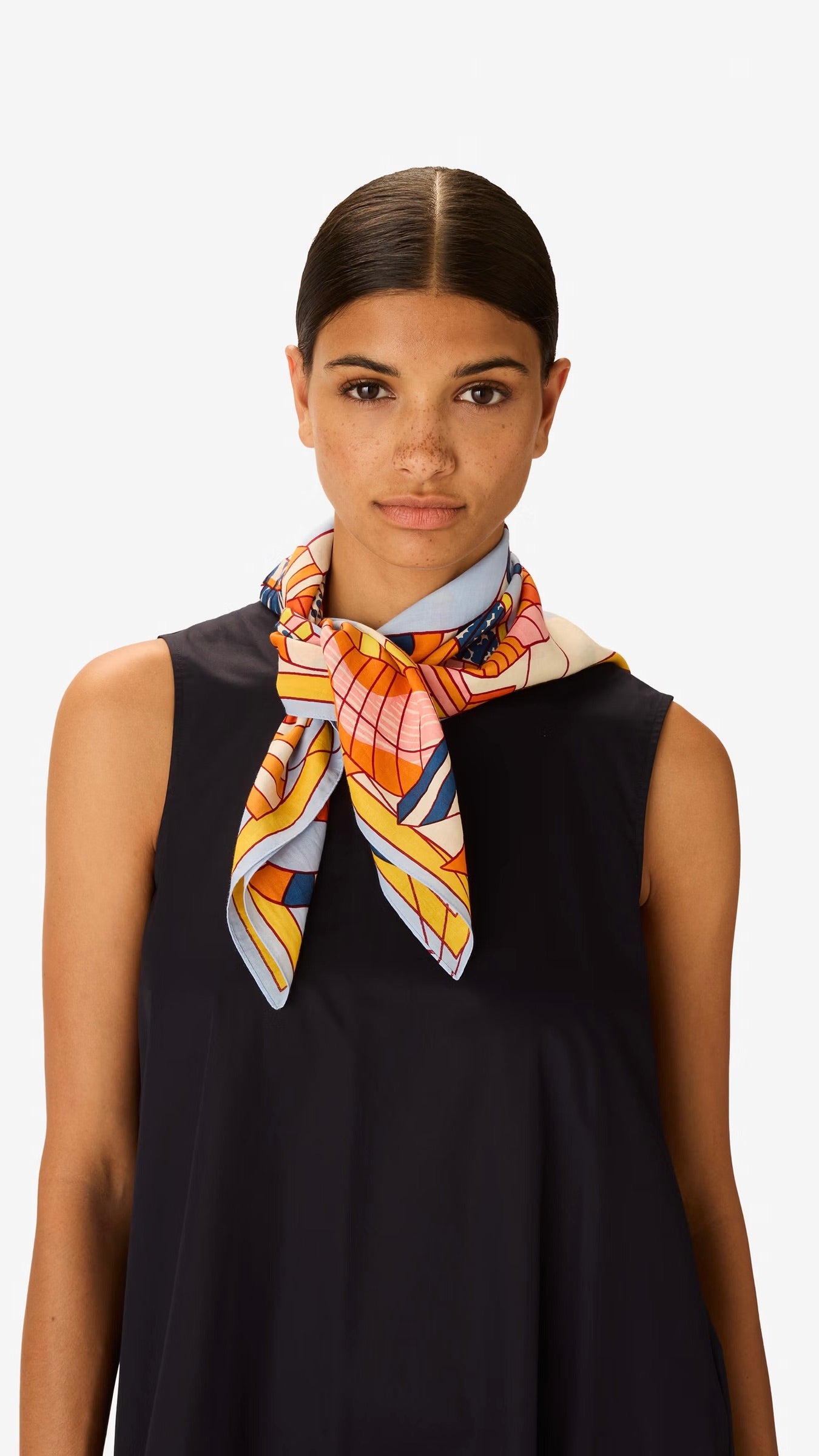 ECHARPE CARRE EN SOIE INOUI EDITIONS CERFS VOLANTS #COLOR_ORANGE