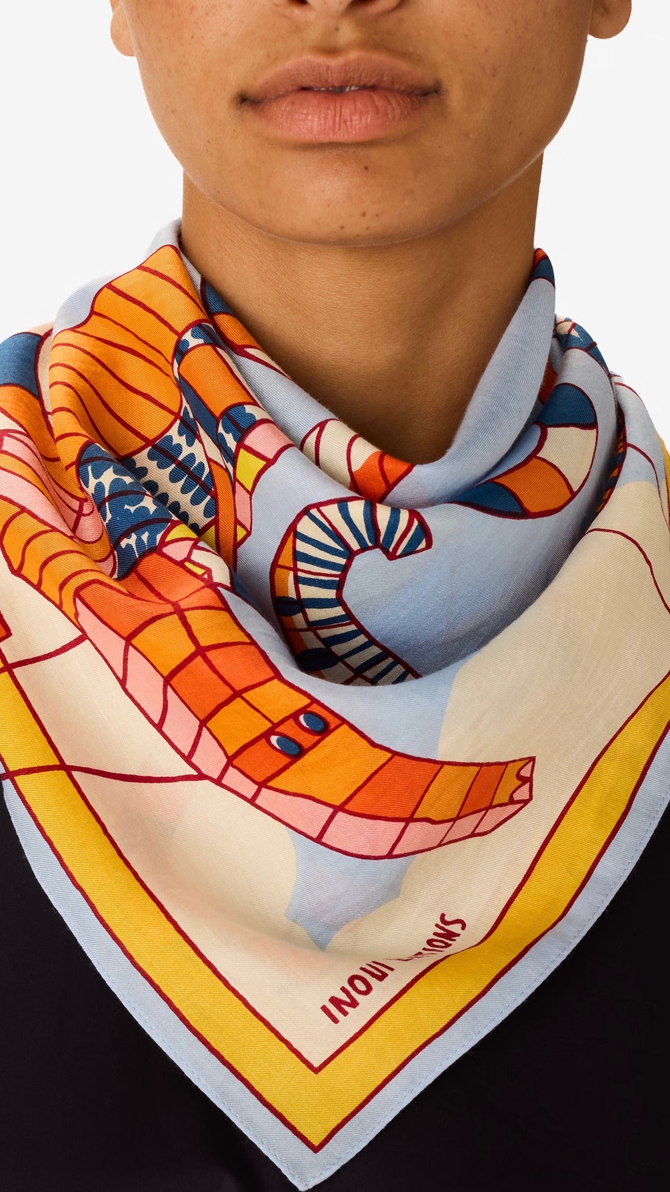 ECHARPE CARRE EN SOIE INOUI EDITIONS CERFS VOLANTS #COLOR_ORANGE