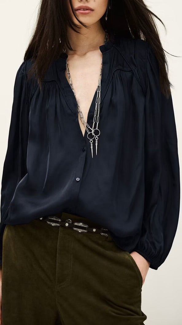 BLOUSE FLUIDE SATINEE BA&SH CESIRA#COLOR_ENCRE/MARINE