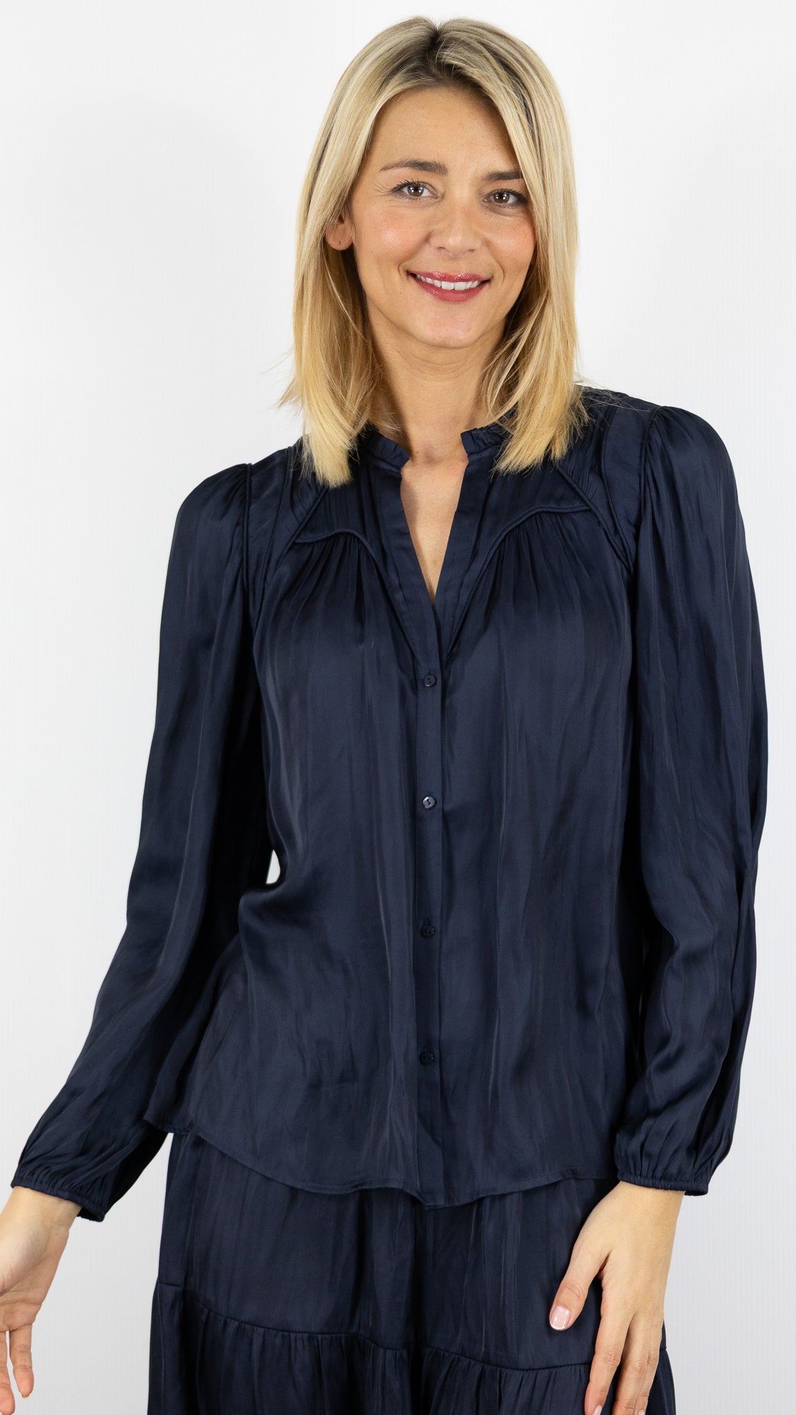 BLOUSE FLUIDE SATINEE BA&SH CESIRA#COLOR_ENCRE/MARINE