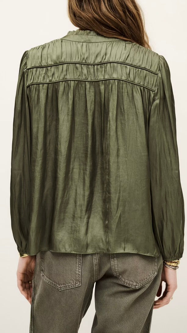 BLOUSE FRONCEE POLYSOIE BA&SH CESSIA#COLOR_KAKI