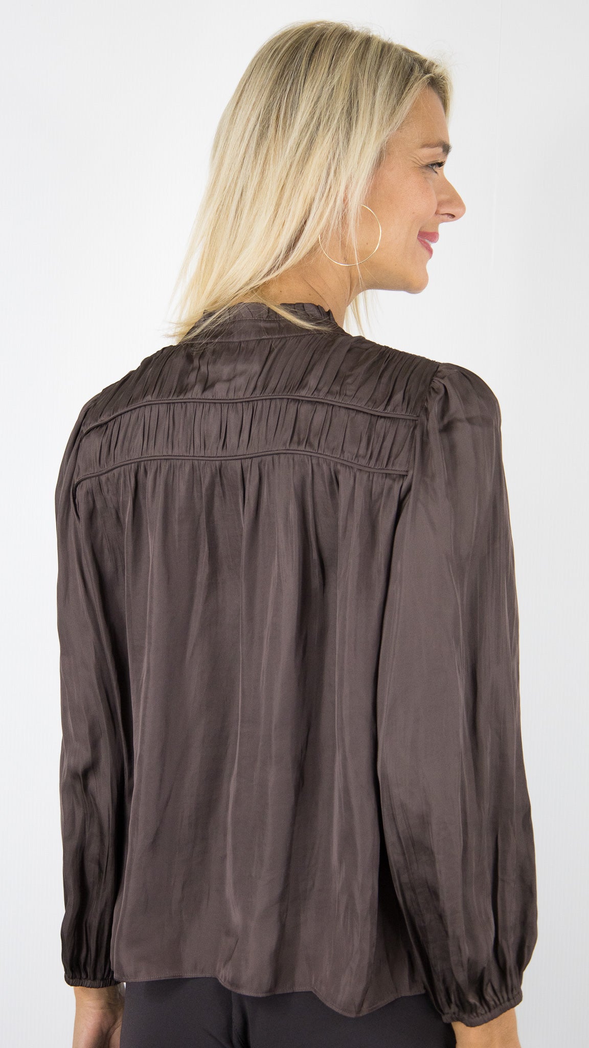 BLOUSE FRONCEE POLYSOIE BA&SH CESSIA#COLOR_CHOCOLAT