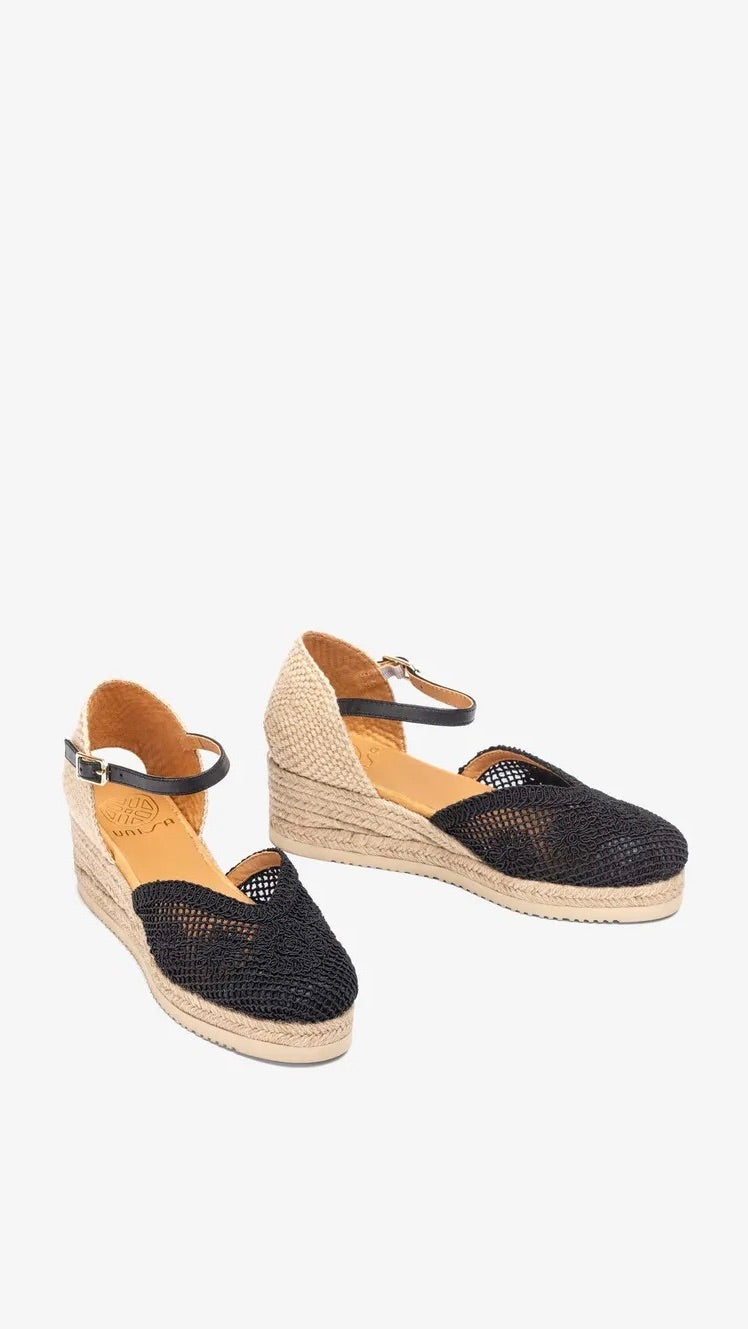 ESPADRILLES EN CROCHET NOIR FEMME UNISA CEUTA NTO