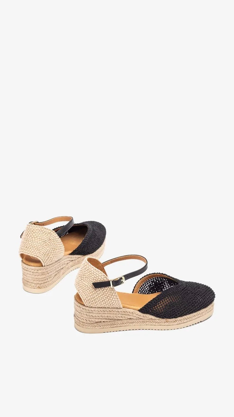 ESPADRILLES EN CROCHET NOIR FEMME UNISA CEUTA NTO