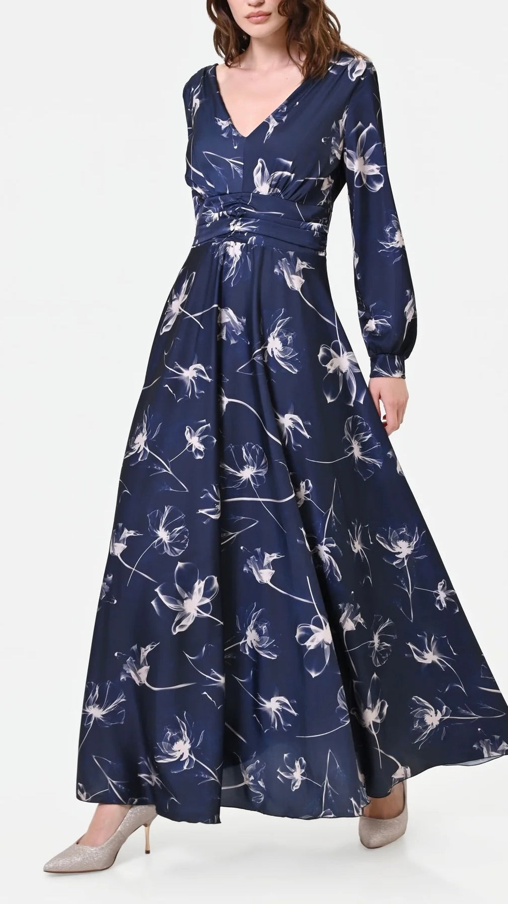 ROBE LONGUE FLUIDE IMPRIME FLEURI NAVY RINASCIMENTO CFC0130353003