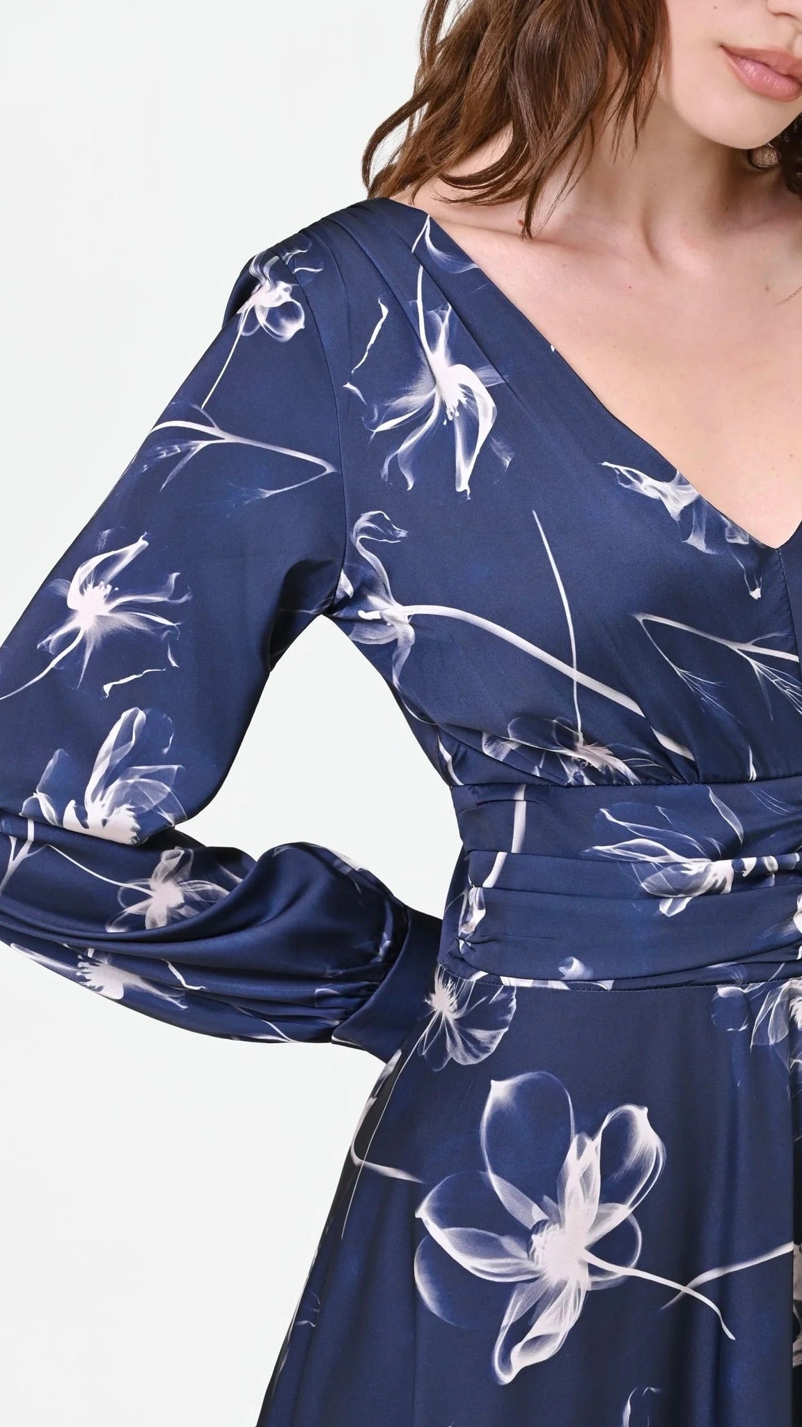 ROBE LONGUE FLUIDE IMPRIME FLEURI NAVY RINASCIMENTO CFC0130353003