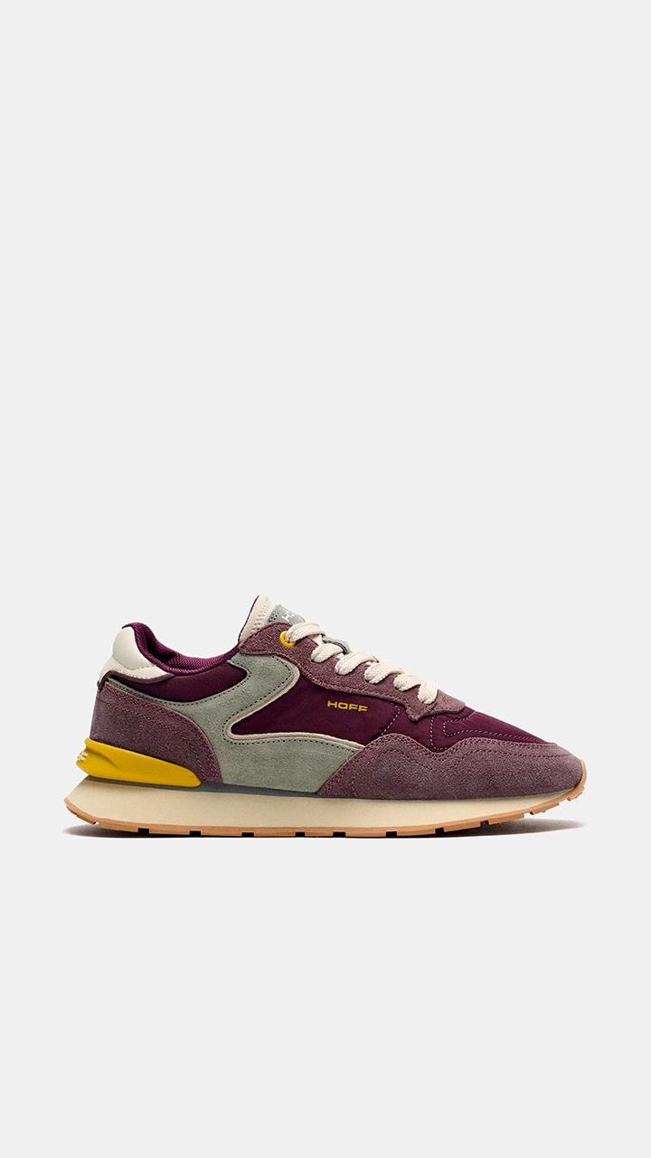 SNEAKERS TENDANCE POUR FEMME EN DAIM ET NYLON SATINE HOFF CITY CHROMA#COLOR_AUBERGINE