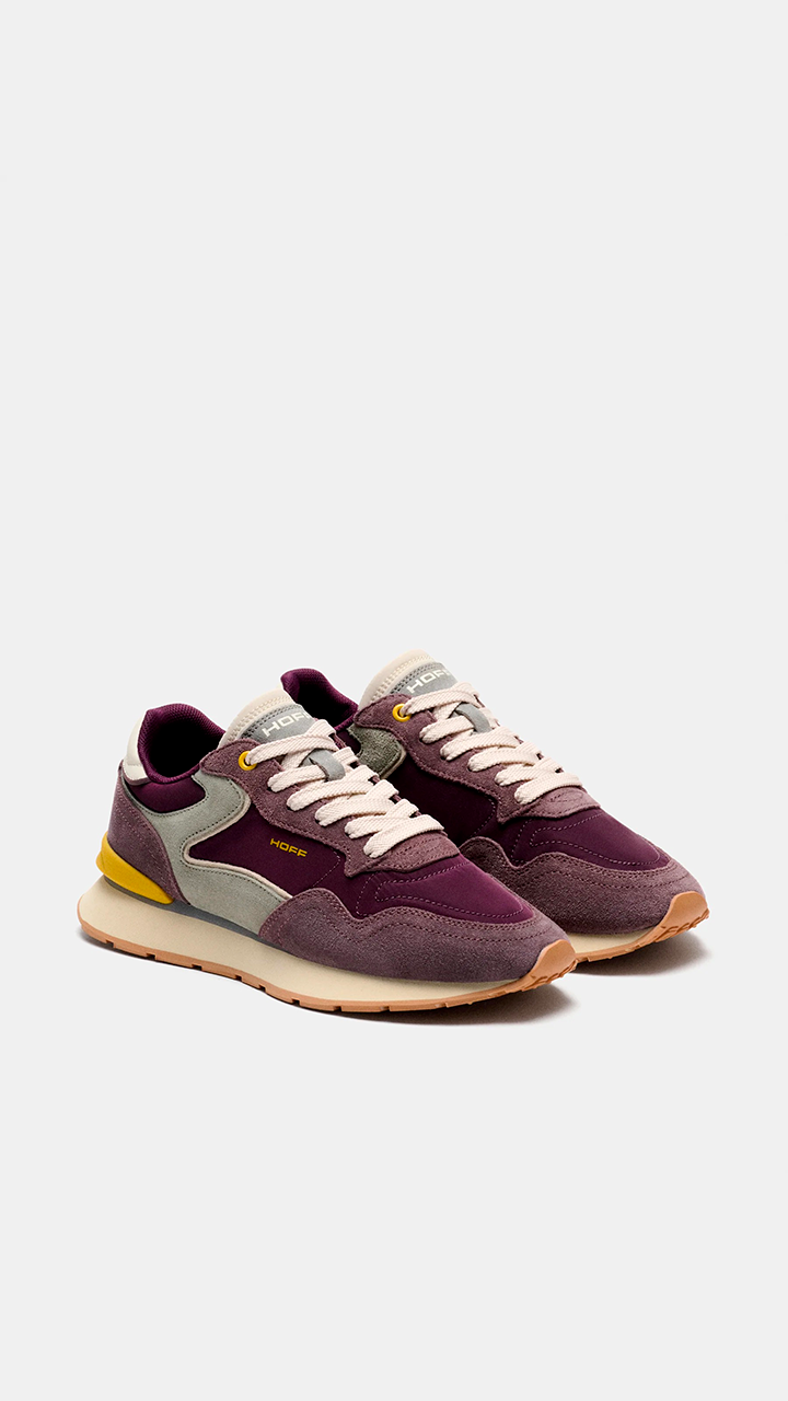SNEAKERS TENDANCE POUR FEMME EN DAIM ET NYLON SATINE HOFF CITY CHROMA#COLOR_AUBERGINE