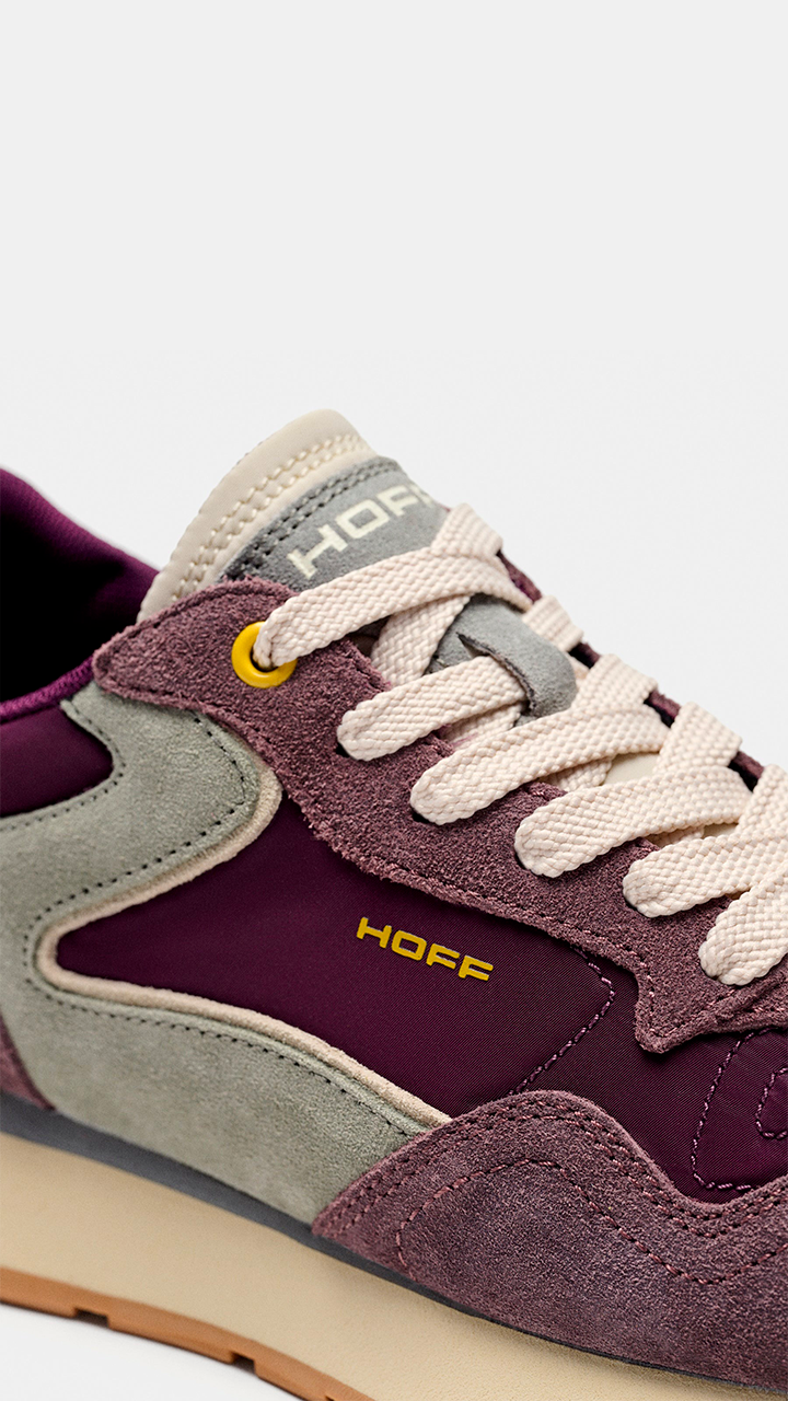 SNEAKERS TENDANCE POUR FEMME EN DAIM ET NYLON SATINE HOFF CITY CHROMA#COLOR_AUBERGINE