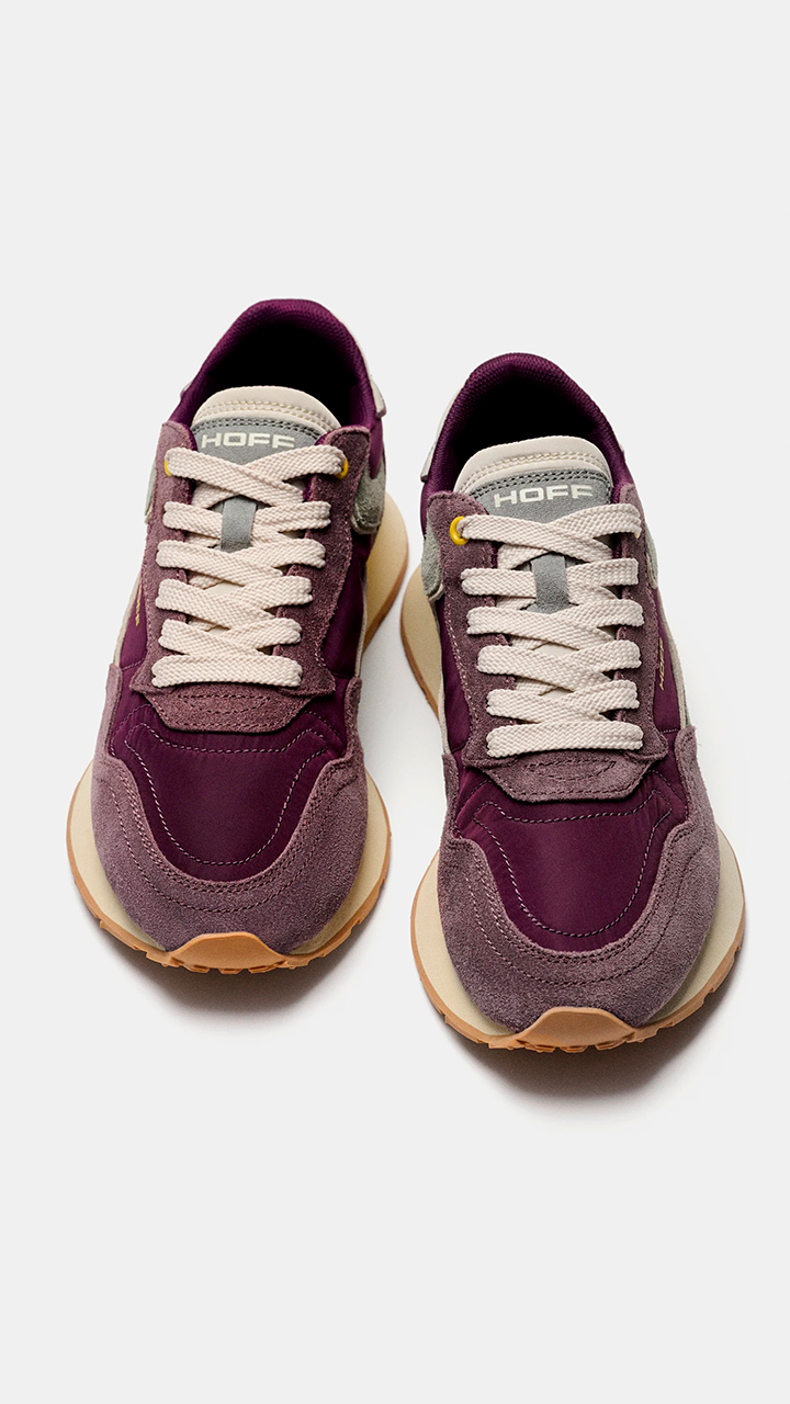 SNEAKERS TENDANCE POUR FEMME EN DAIM ET NYLON SATINE HOFF CITY CHROMA#COLOR_AUBERGINE