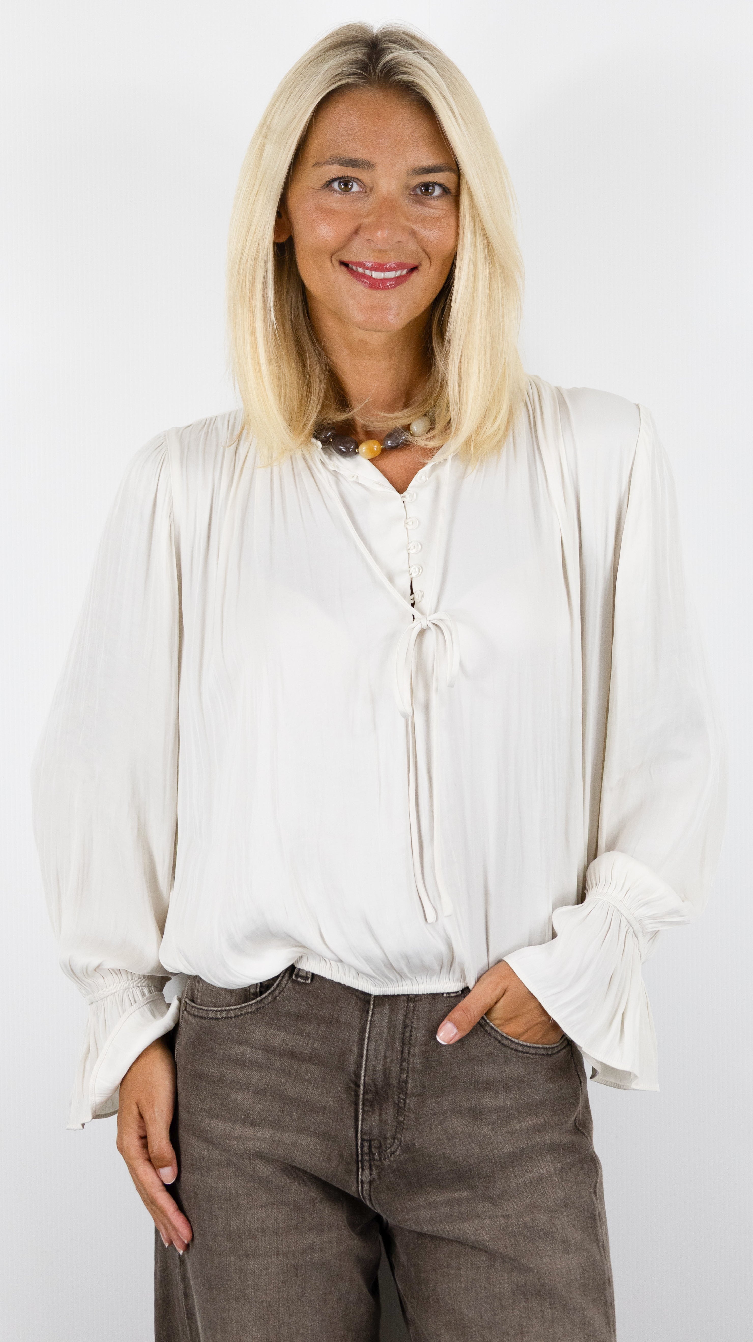 BLOUSE FLUIDE VOLANTEE CHOKLATE CK08595 FIRA#COLOR_BEIGE