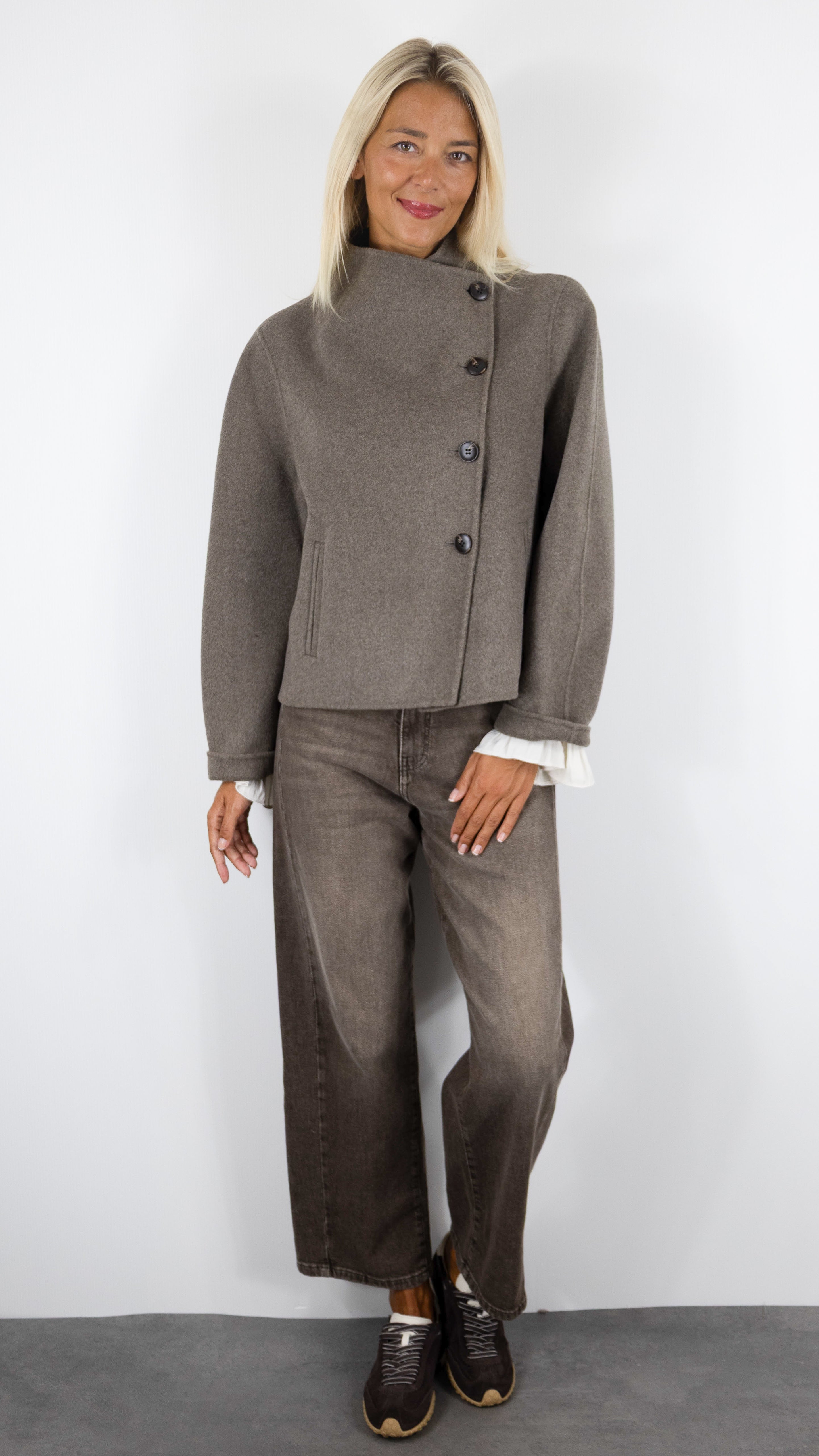 VESTE EN LAINE DOUBLE FACE TAUPE BA&SH KEMELIA