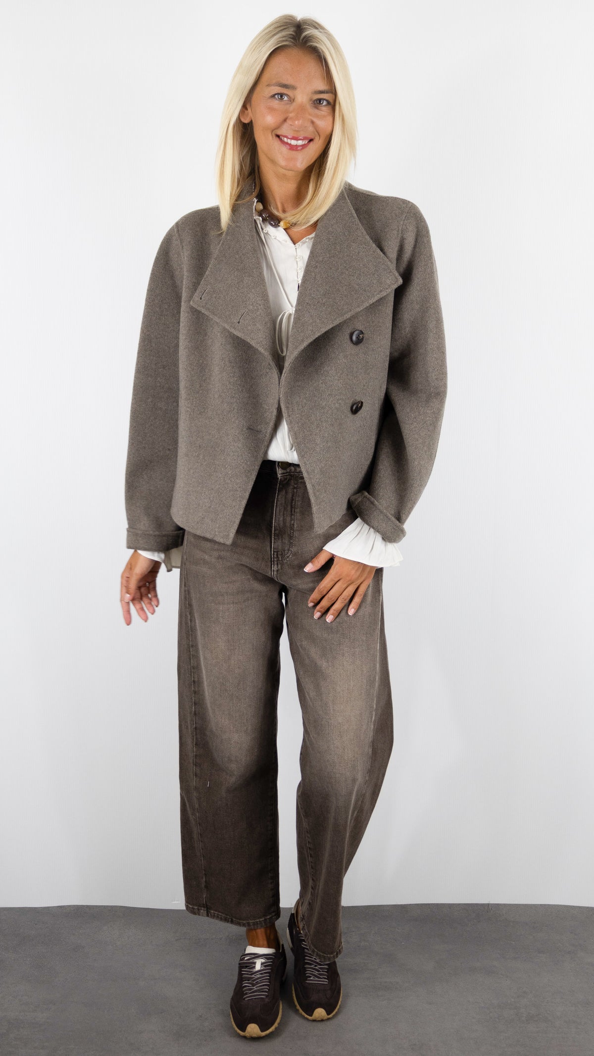 VESTE EN LAINE DOUBLE FACE TAUPE BA&SH KEMELIA