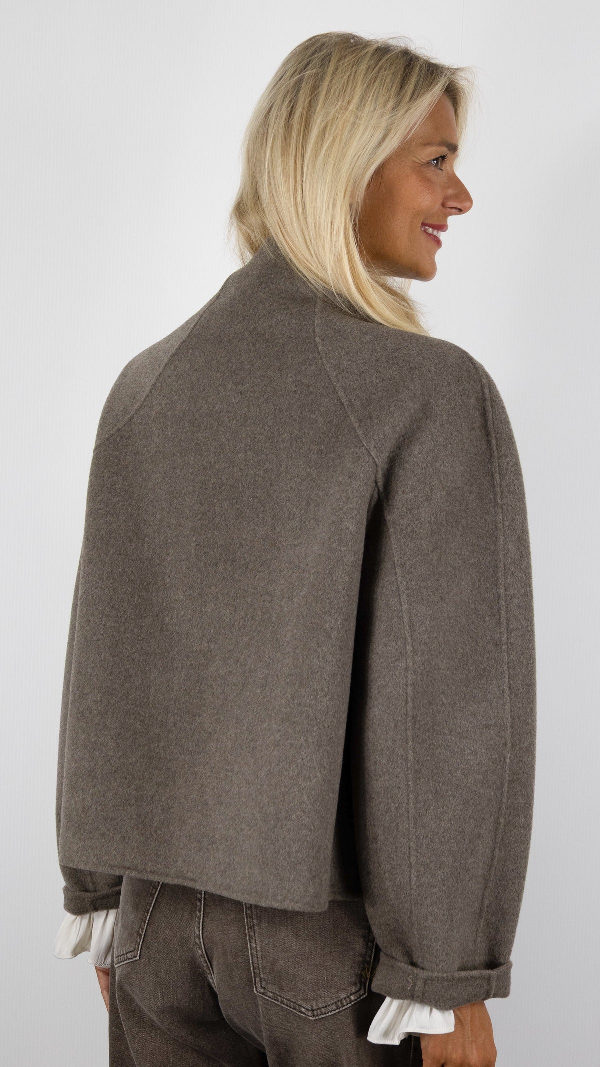 VESTE EN LAINE DOUBLE FACE TAUPE BA&SH KEMELIA