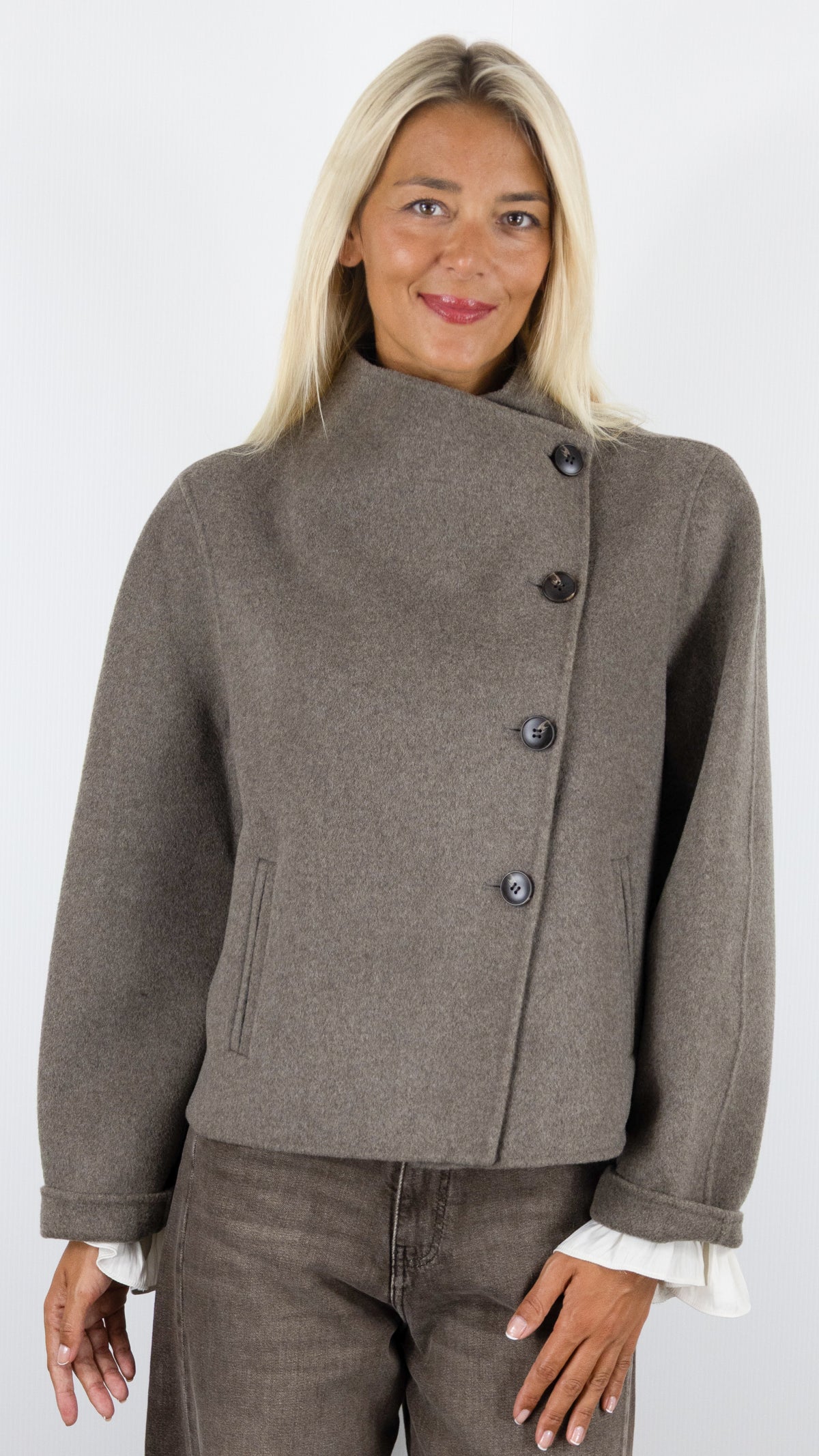 VESTE EN LAINE DOUBLE FACE TAUPE BA&SH KEMELIA