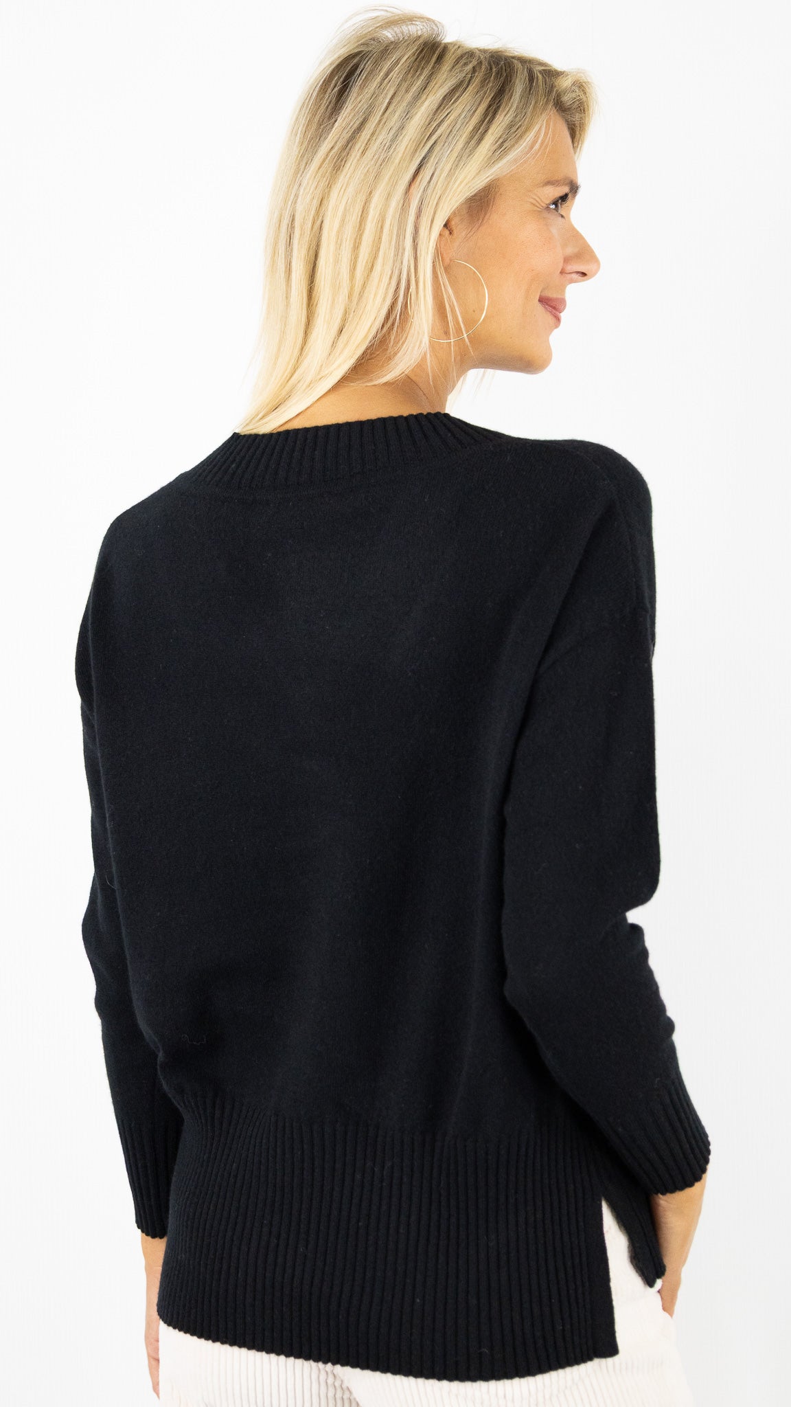 PULL COL V AMPLE EN CACHEMIRE ESTHEME CKH715C#COLOR_6148/NOIR