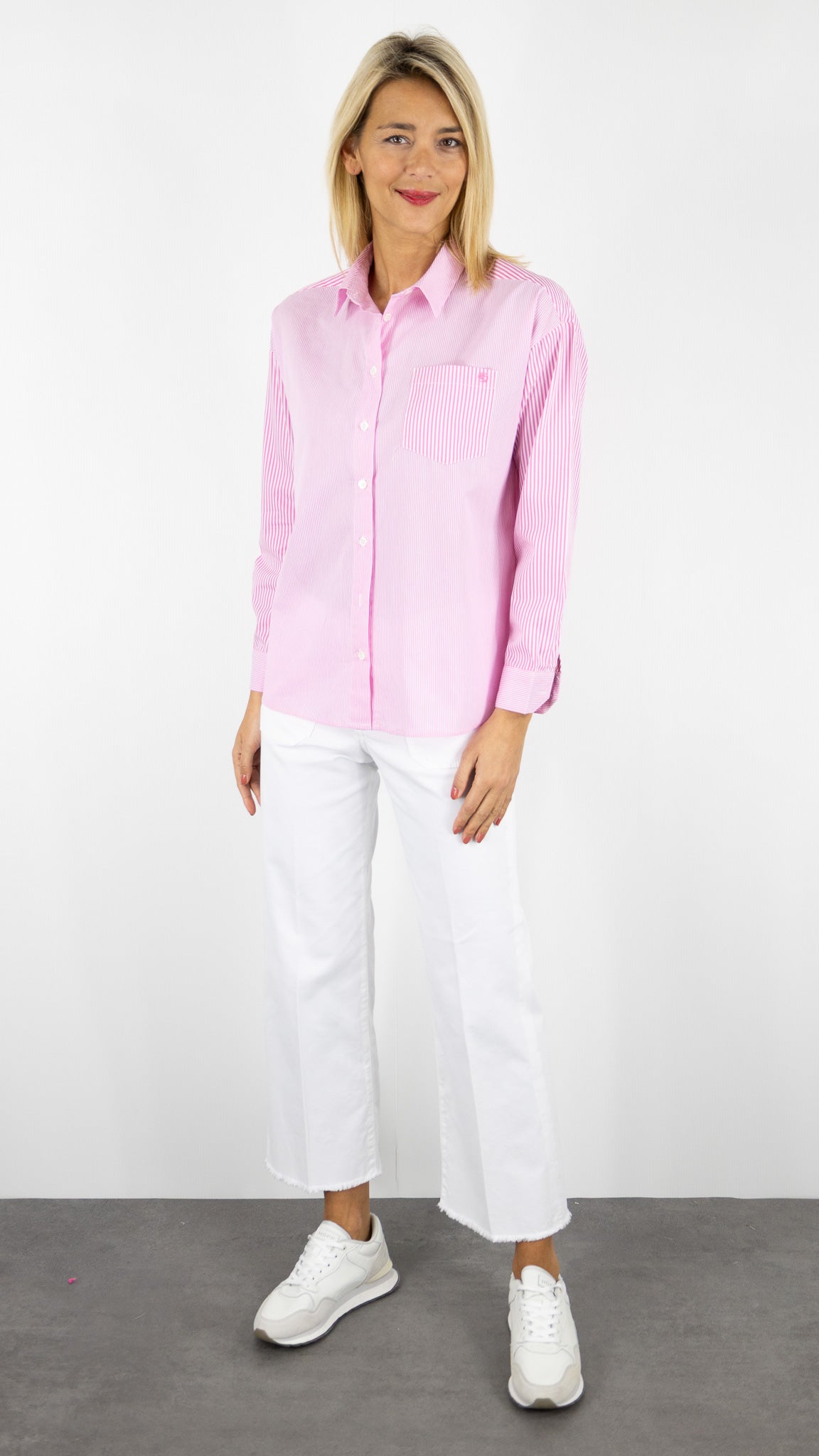 CHEMISE AMPLE RAYEE EN COTON LA PETITE ETOILE CORALIA#COLOR_40/ROSE BLANC