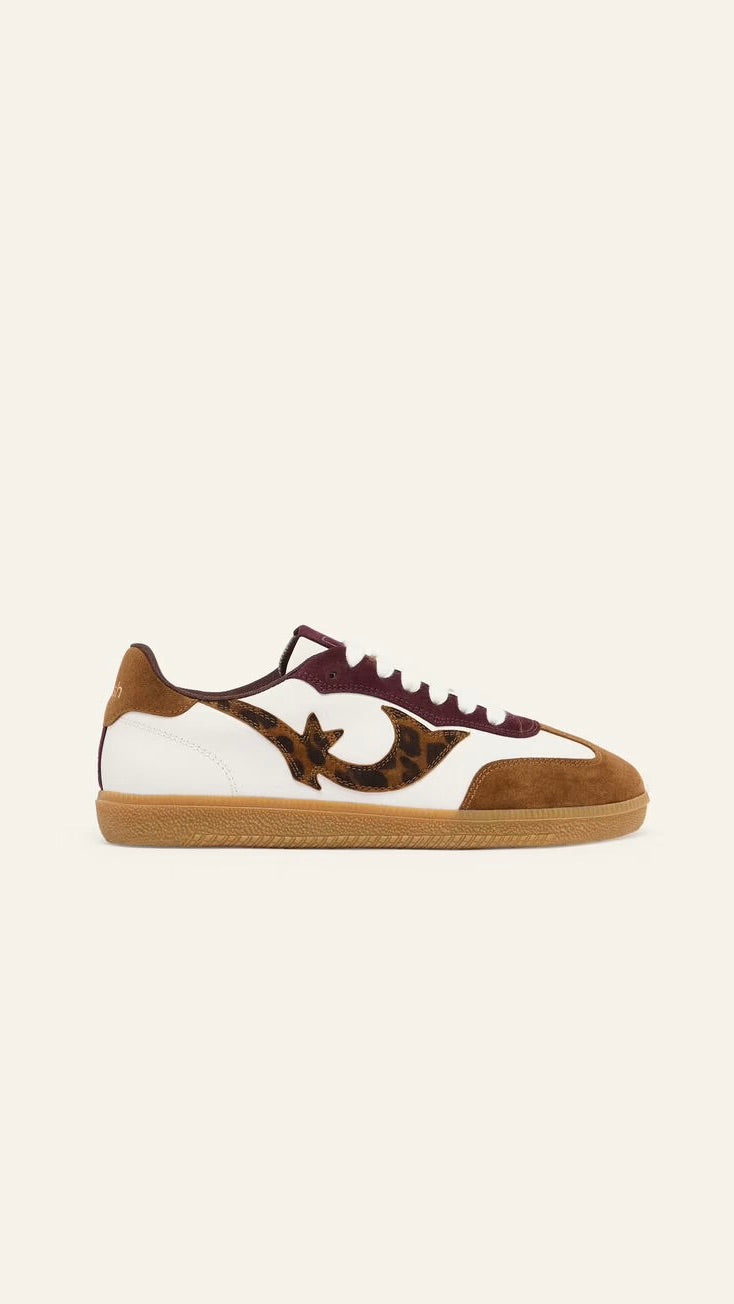 BASKETS PLATES AVEC IMPRIME LEOPARD EN CROUTE DE CUIR CREW BASH 