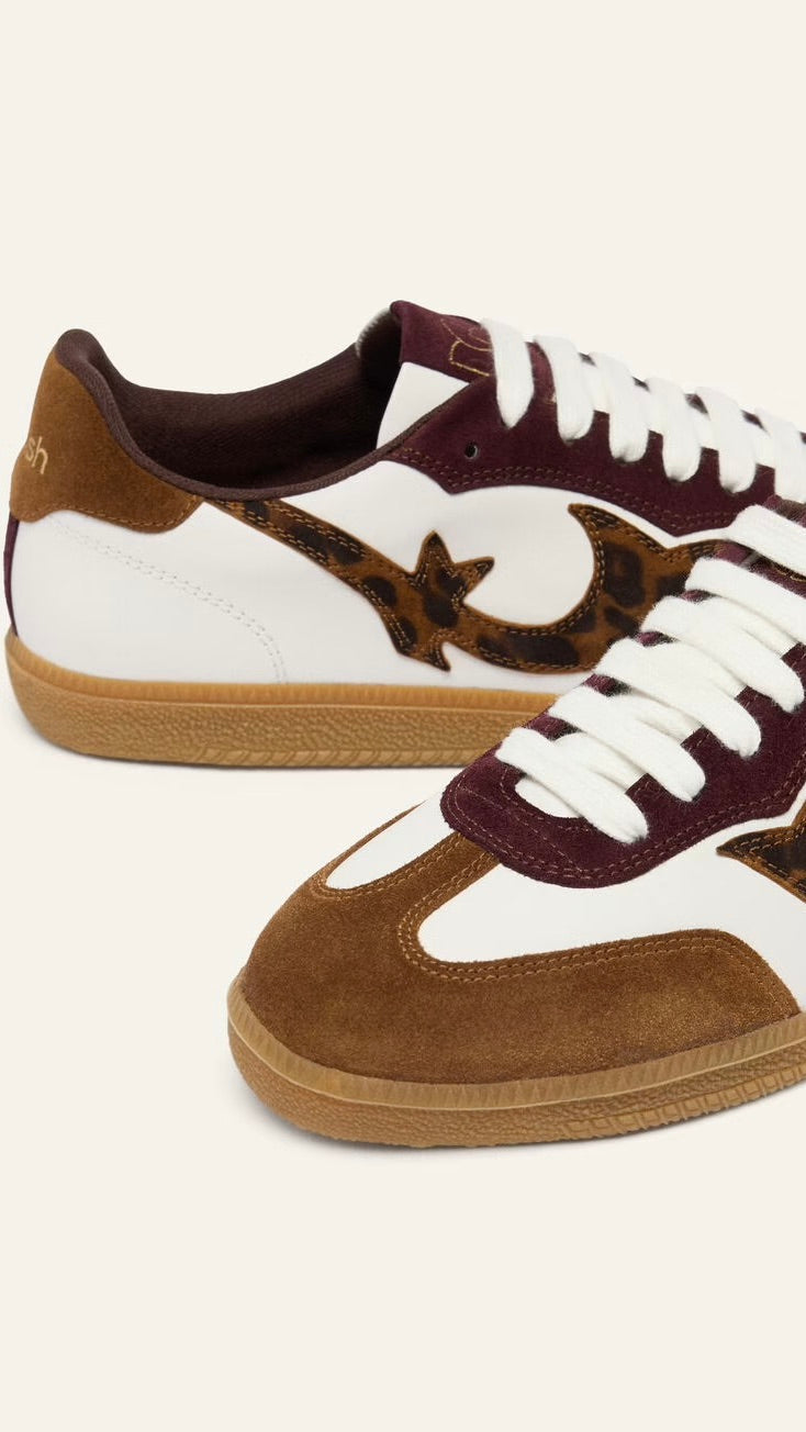 BASKETS PLATES AVEC IMPRIME LEOPARD EN CROUTE DE CUIR CREW BASH 