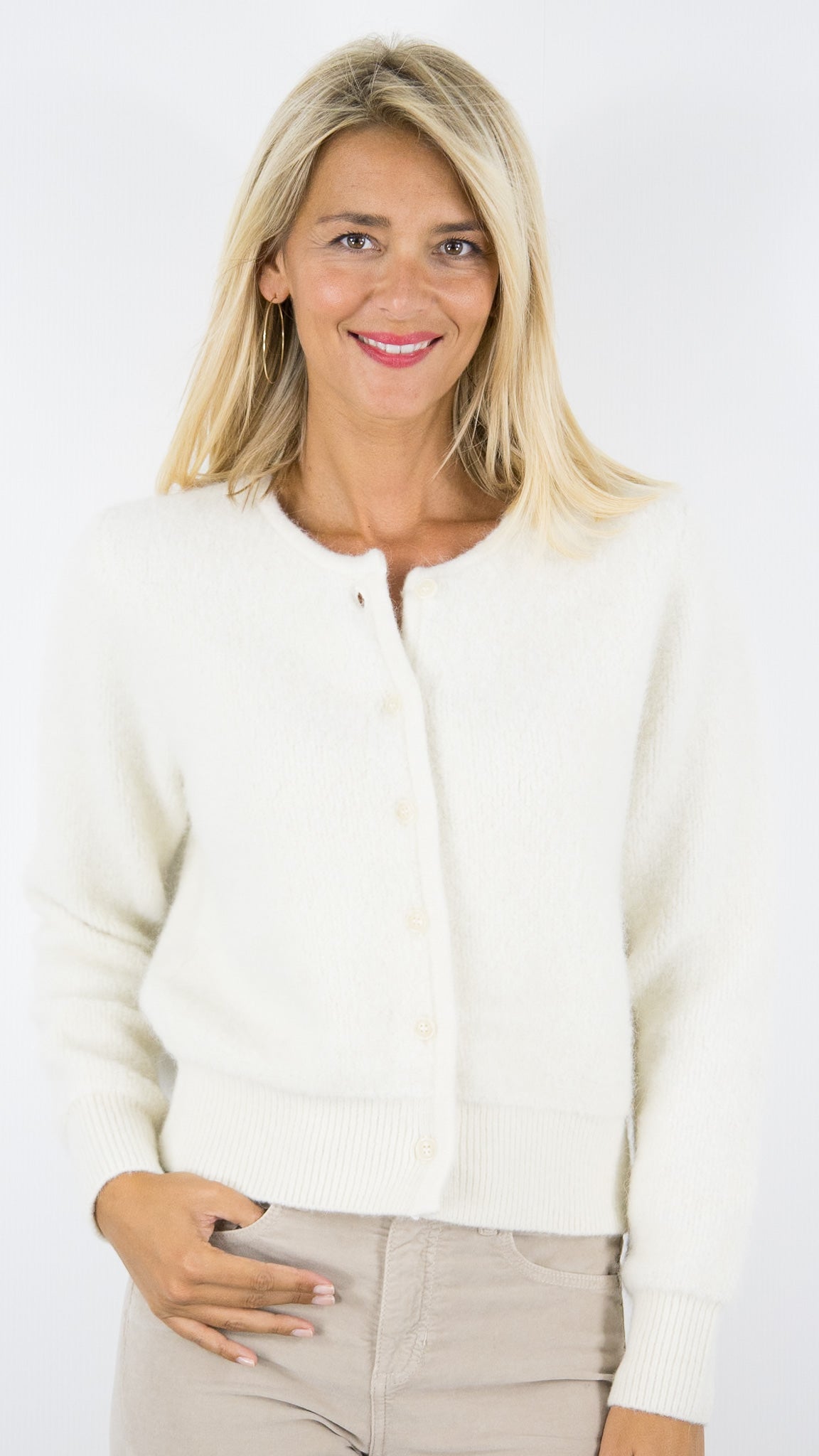BLOUSON GILET EN ALPAGA ECRU CREME DES PETITS HAUTS CUMIN