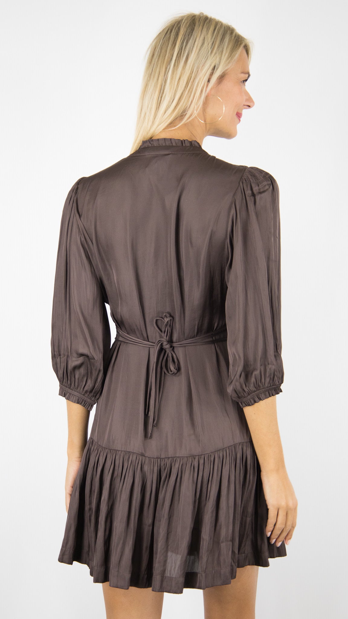 ROBE COURTE FLUIDE BA&SH CYRILIA#COLOR_CHOCOLAT